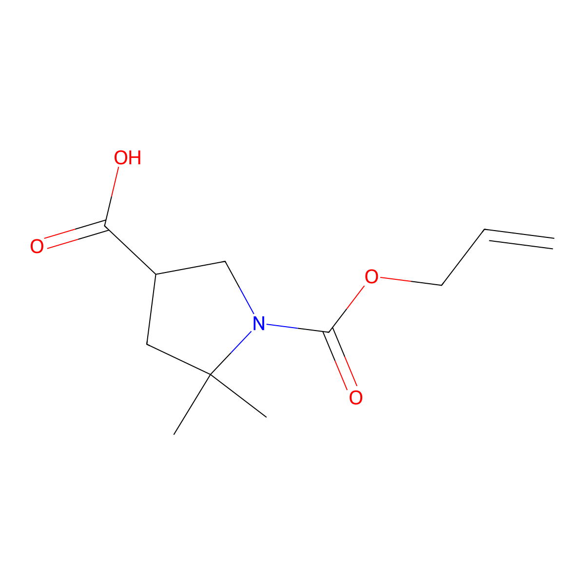 5,5-Dimethyl-1-[(prop-2-en-1-yloxy)carbonyl]pyrrolidine-3-carboxylic acid molecular structure, CAS 2680813-04-9