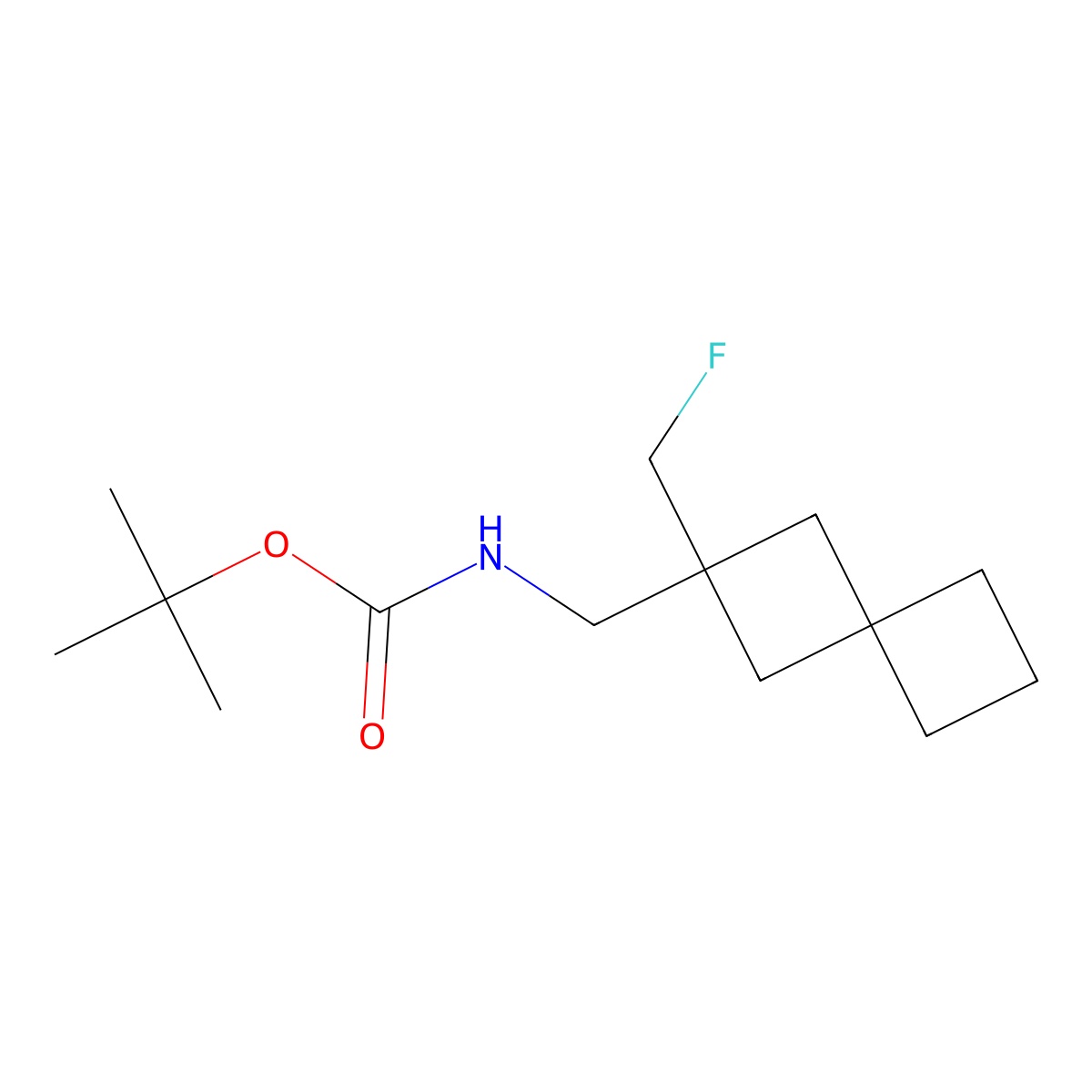 tert-butyl N-{[2-(fluoromethyl)spiro[3.3]heptan-2-yl]methyl}carbamate molecular structure, CAS 2680813-16-3