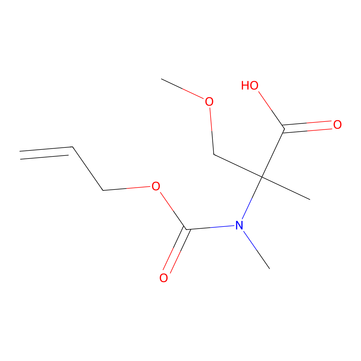 3-Methoxy-2-methyl-2-{methyl[(prop-2-en-1-yloxy)carbonyl]amino}propanoic acid molecular structure, CAS 2680813-20-9