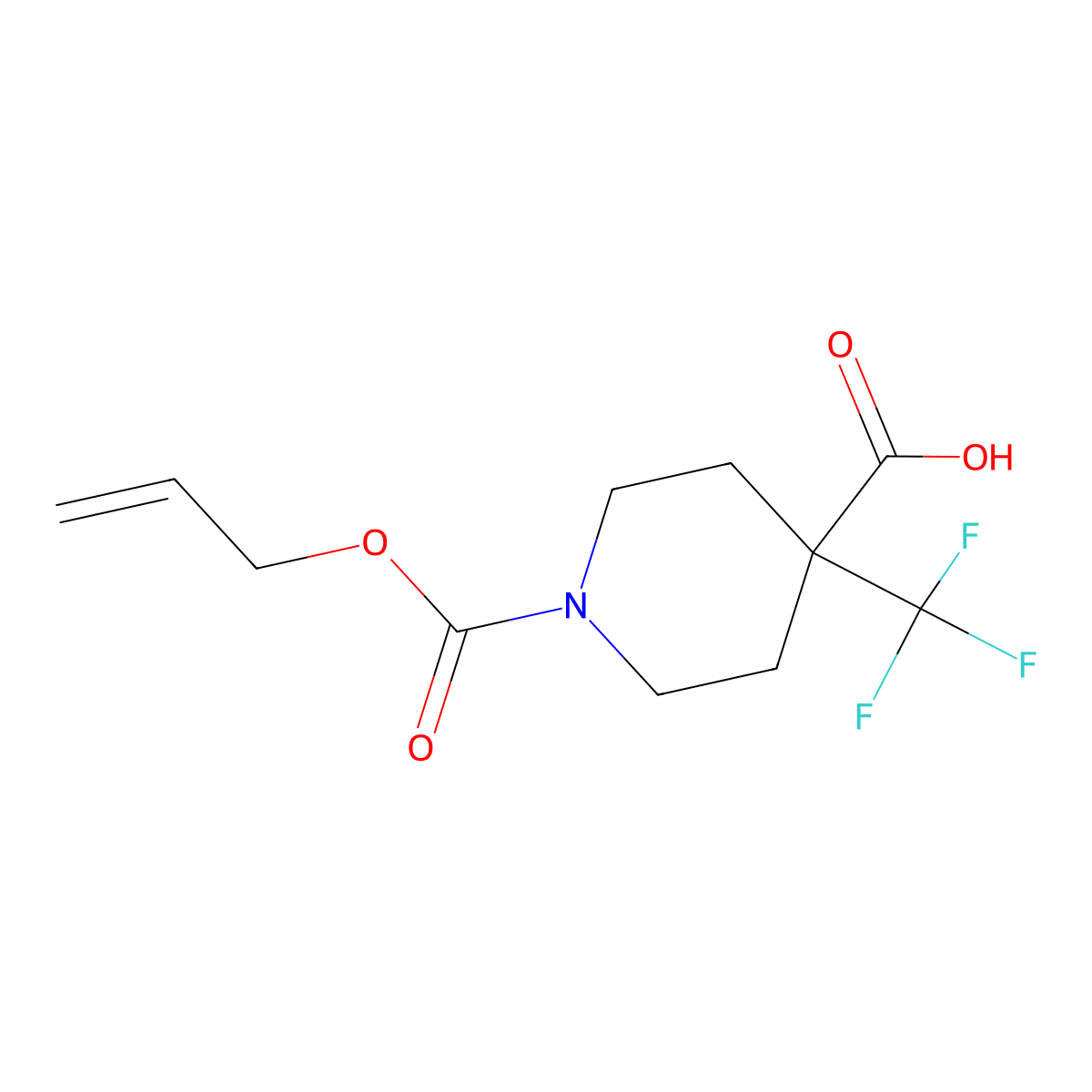 1-[(Prop-2-en-1-yloxy)carbonyl]-4-(trifluoromethyl)piperidine-4-carboxylic acid molecular structure, CAS 2680813-24-3