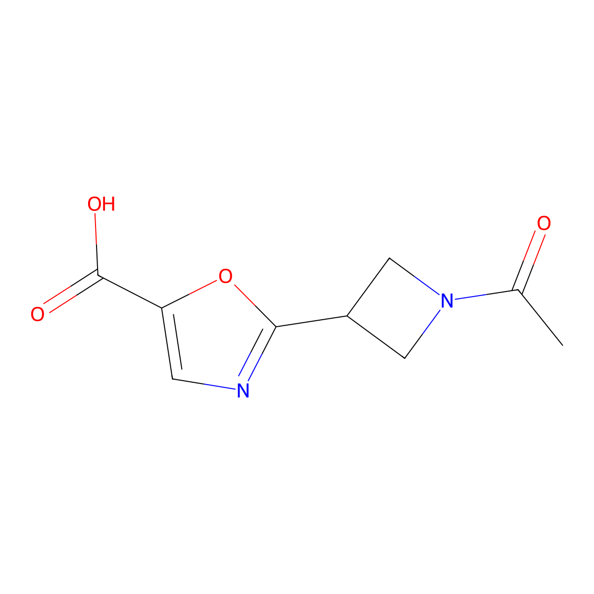 2-(1-Acetylazetidin-3-yl)-1,3-oxazole-5-carboxylic acid molecular structure, CAS 2680813-26-5