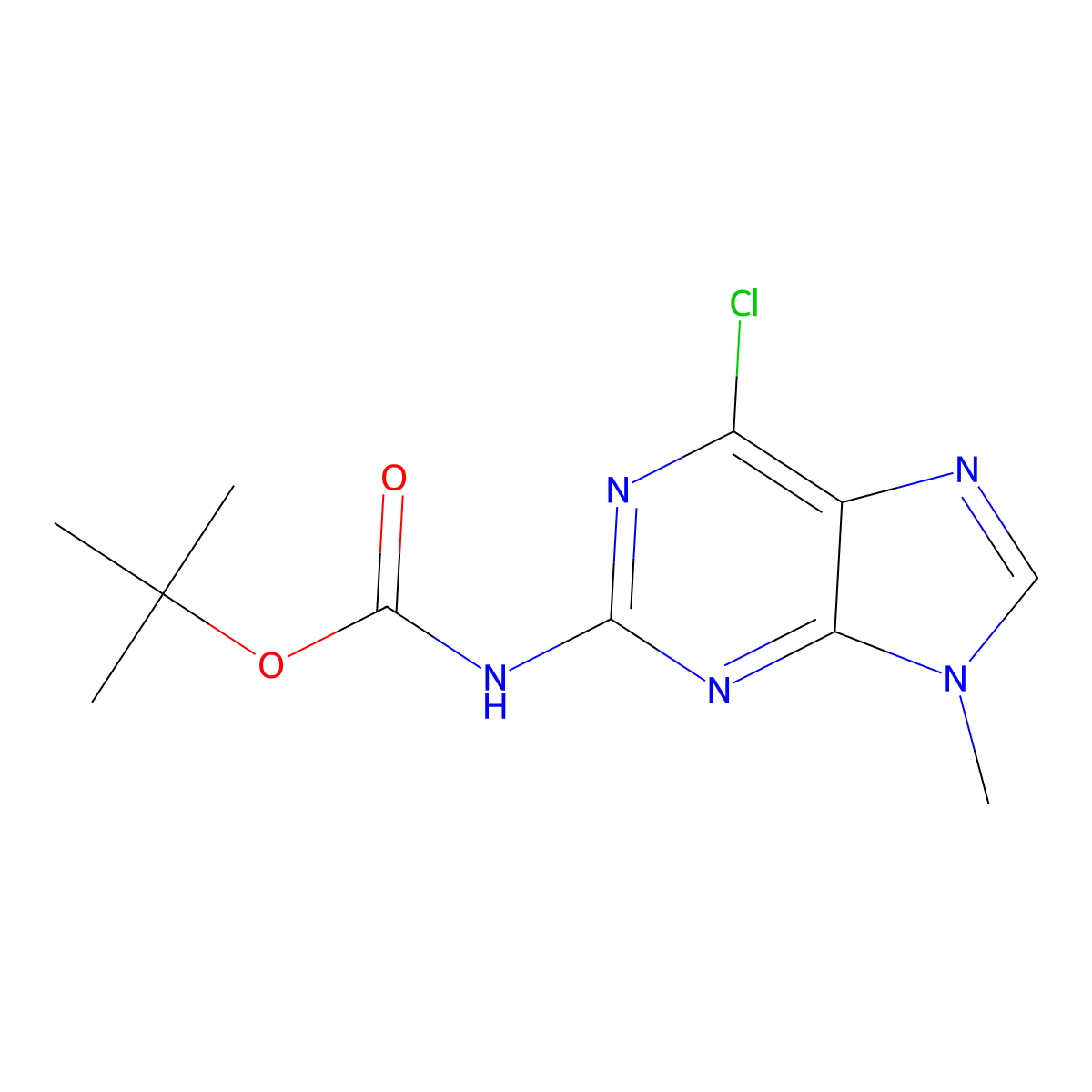 tert-butyl N-(6-chloro-9-methyl-9H-purin-2-yl)carbamate molecular structure, CAS 2680813-27-6