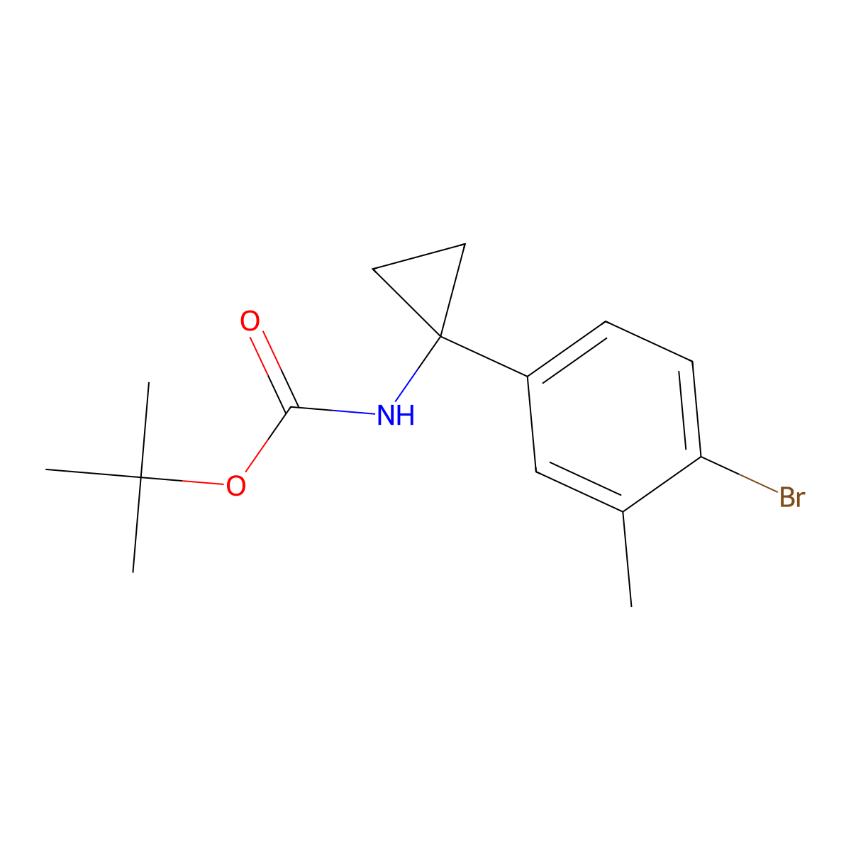 tert-butyl N-[1-(4-bromo-3-methylphenyl)cyclopropyl]carbamate molecular structure, CAS 2680813-28-7
