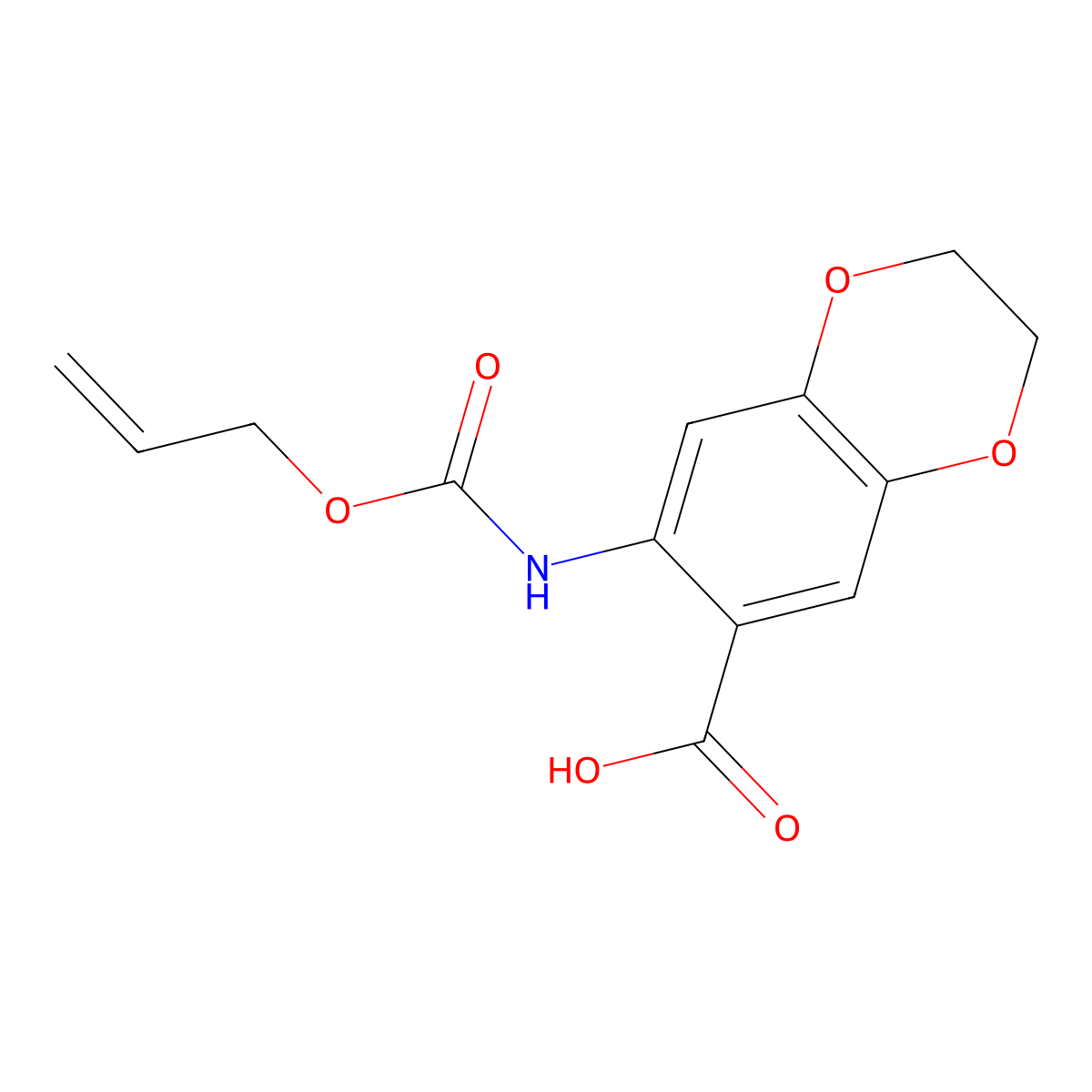 7-{[(Prop-2-en-1-yloxy)carbonyl]amino}-2,3-dihydro-1,4-benzodioxine-6-carboxylic acid molecular structure, CAS 2680813-32-3