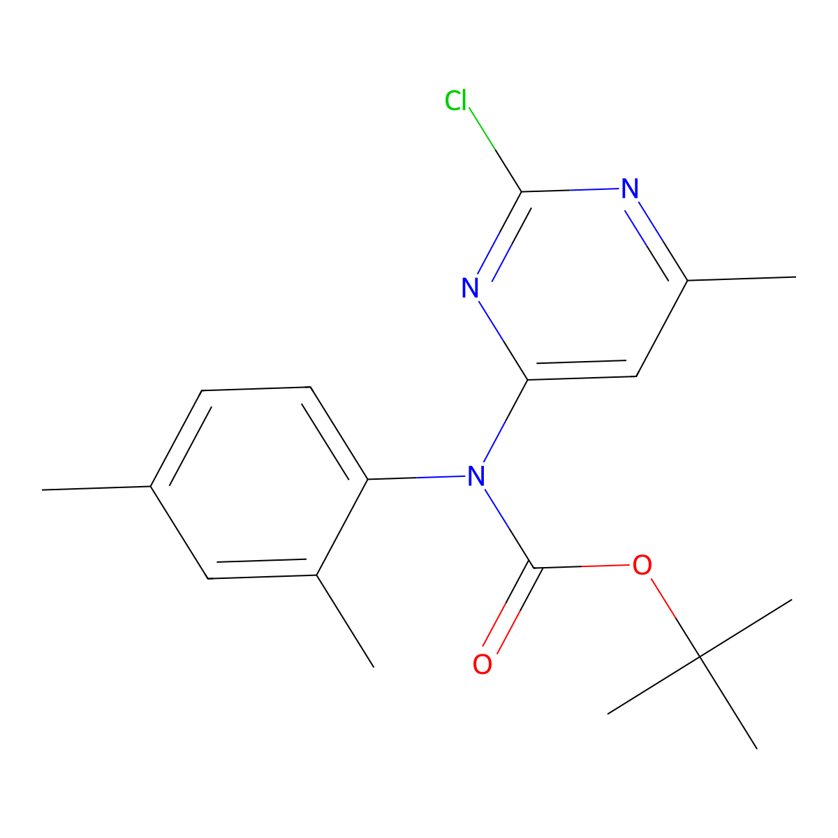 tert-butyl N-(2-chloro-6-methylpyrimidin-4-yl)-N-(2,4-dimethylphenyl)carbamate molecular structure, CAS 2680813-35-6