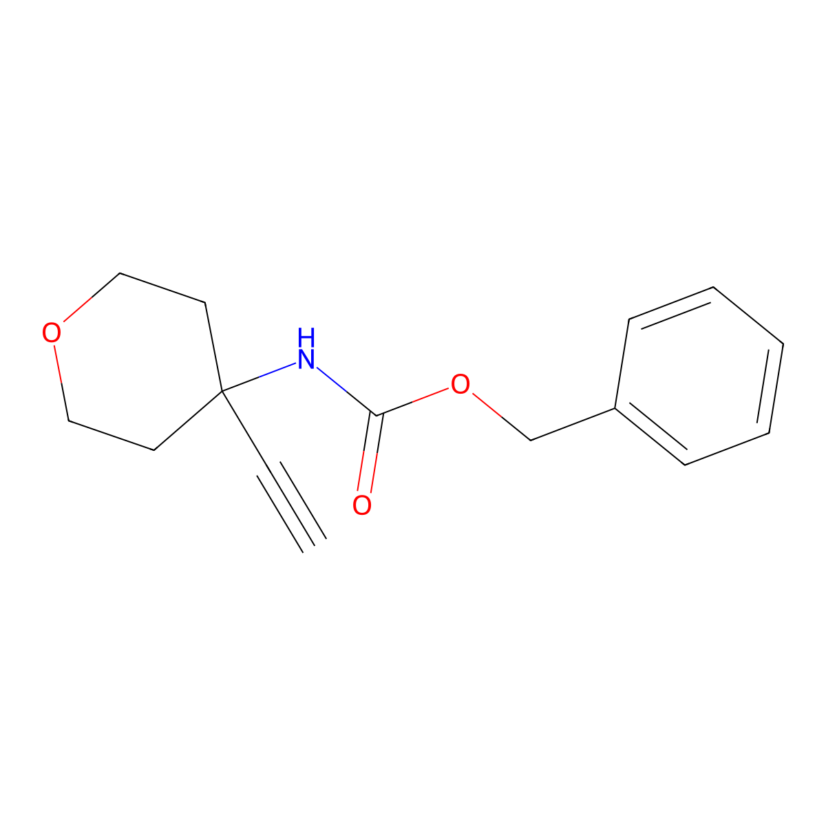 benzyl N-(4-ethynyloxan-4-yl)carbamate molecular structure, CAS 2680813-36-7