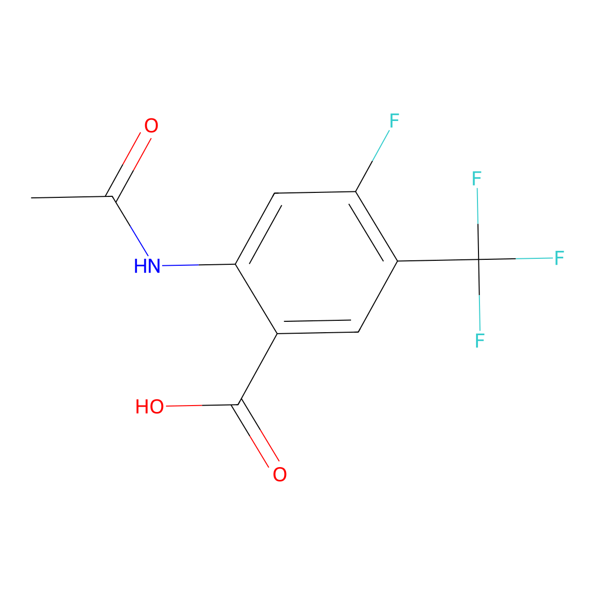 2-Acetamido-4-fluoro-5-(trifluoromethyl)benzoic acid molecular structure, CAS 2680813-42-5