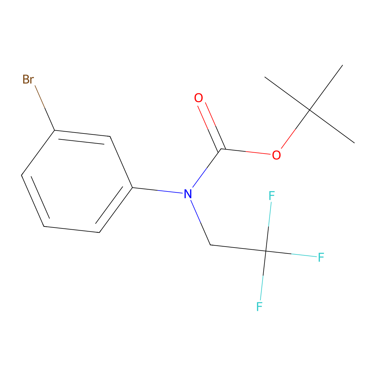 tert-Butyl (3-bromophenyl)(2,2,2-trifluoroethyl)carbamate molecular structure, CAS 2680813-47-0
