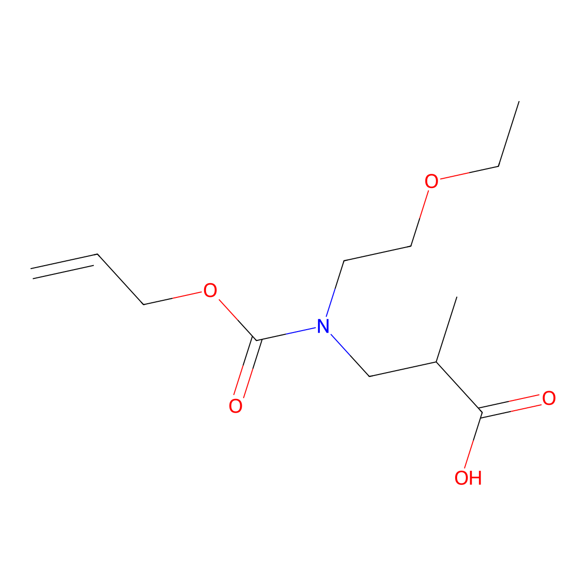 3-[(2-Ethoxyethyl)[(prop-2-en-1-yloxy)carbonyl]amino]-2-methylpropanoic acid molecular structure, CAS 2680813-51-6