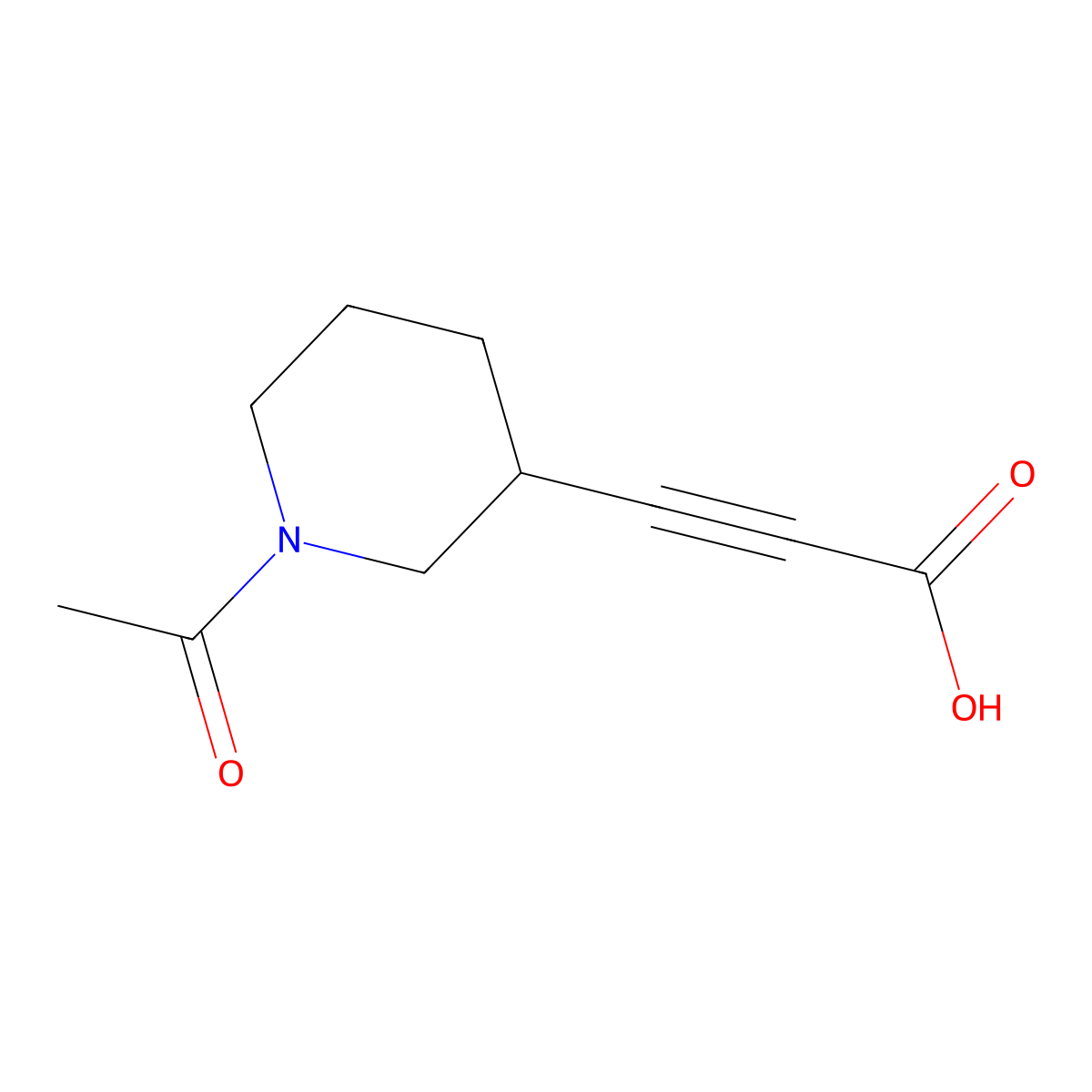 3-(1-Acetylpiperidin-3-yl)prop-2-ynoic acid molecular structure, CAS 2680813-53-8