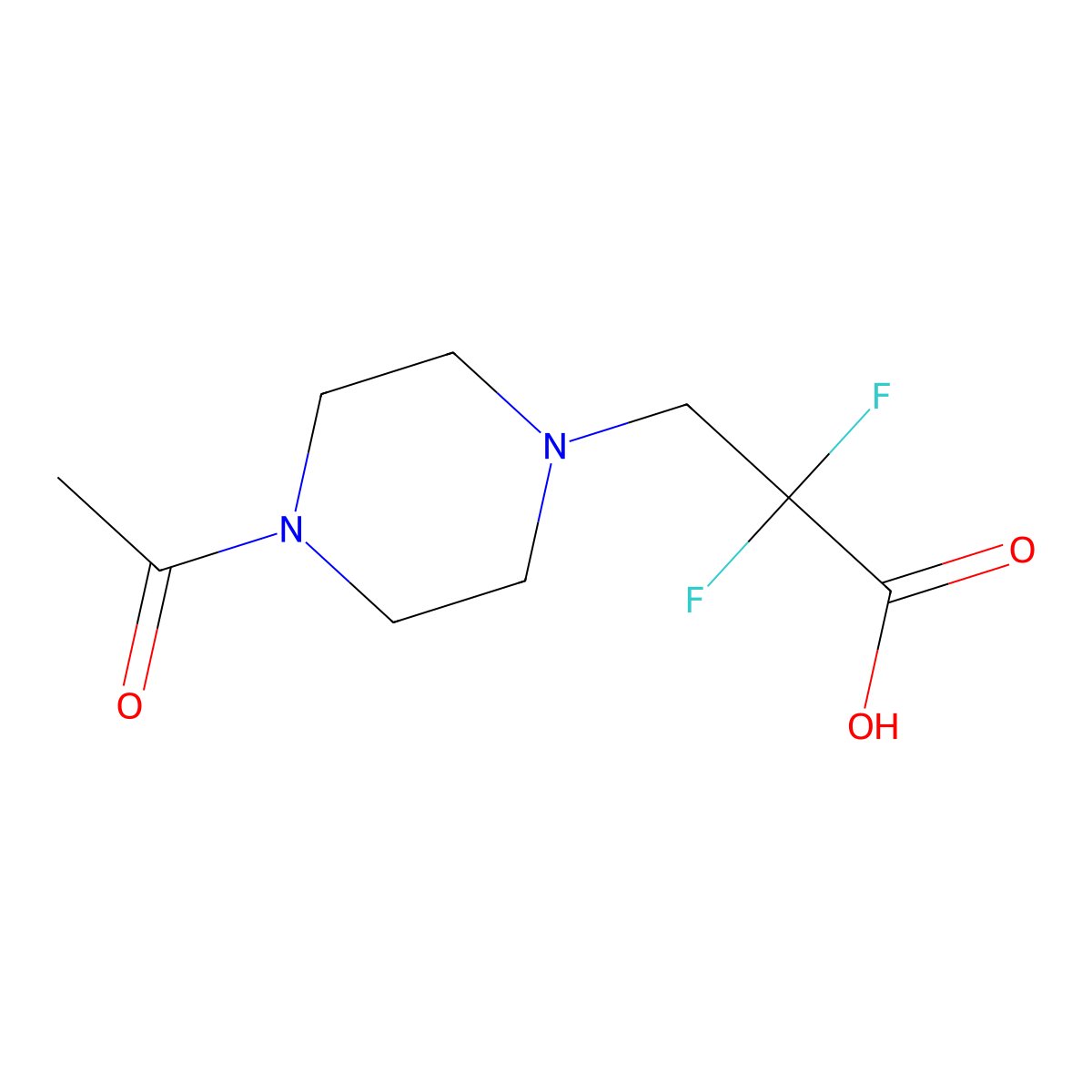 3-(4-Acetylpiperazin-1-yl)-2,2-difluoropropanoic acid molecular structure, CAS 2680813-56-1