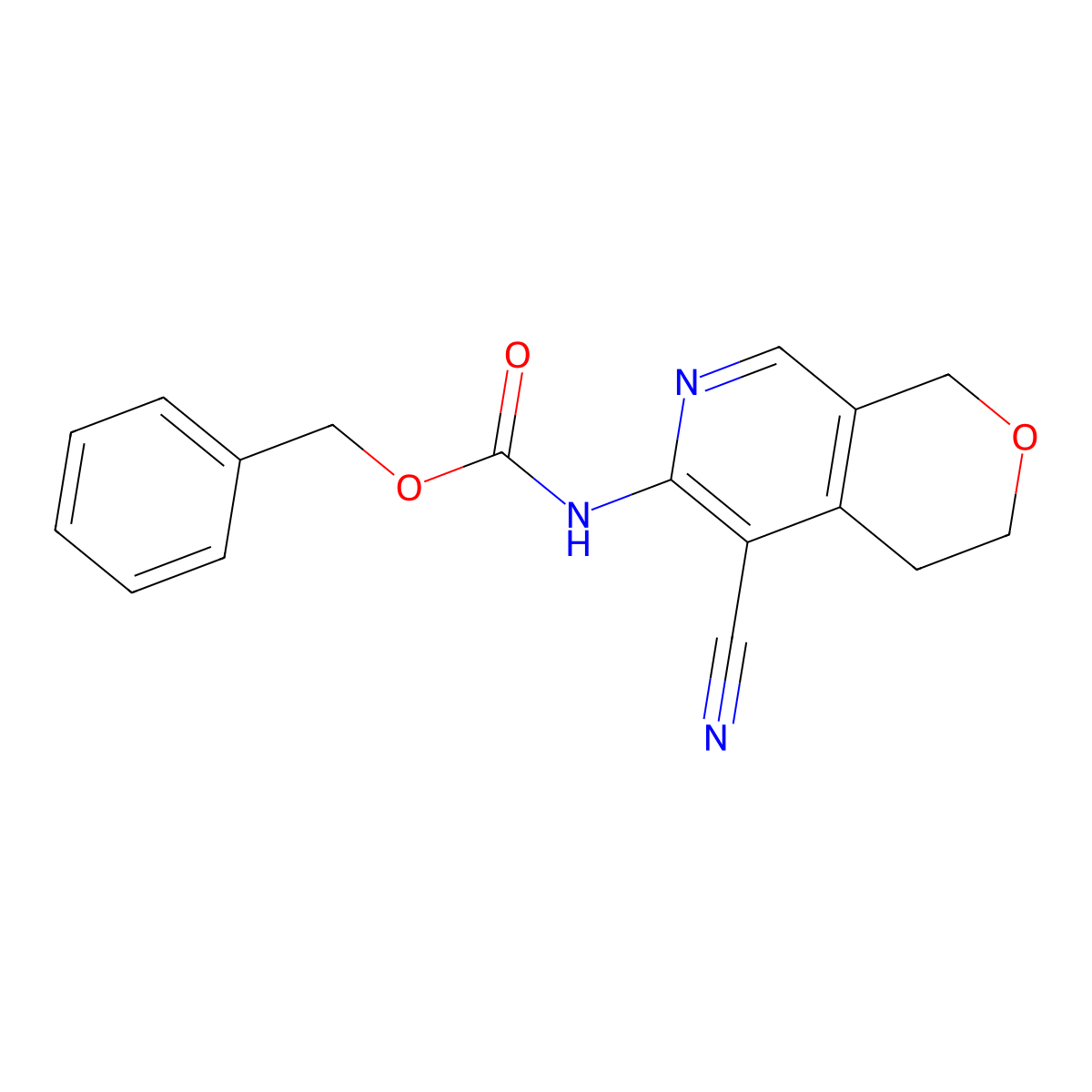 benzyl N-{5-cyano-1H,3H,4H-pyrano[3,4-c]pyridin-6-yl}carbamate molecular structure, CAS 2680813-57-2