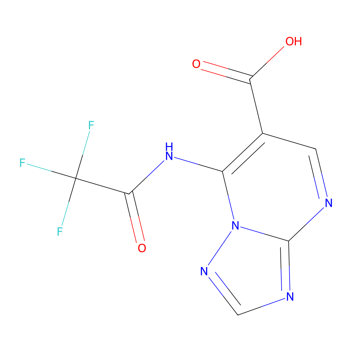 7-(2,2,2-Trifluoroacetamido)-[1,2,4]triazolo[1,5-a]pyrimidine-6-carboxylic acid molecular structure, CAS 2680813-61-8