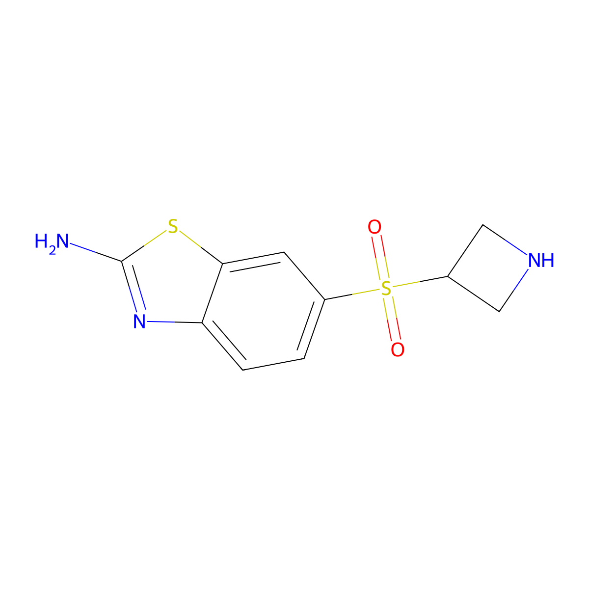 6-(Azetidine-3-sulfonyl)-1,3-benzothiazol-2-amine molecular structure, CAS 2680813-62-9