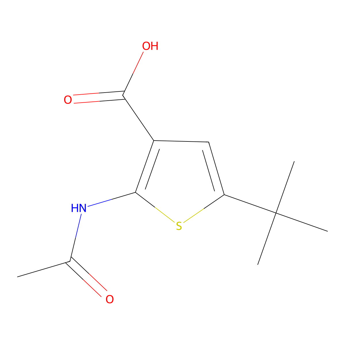 5-Tert-butyl-2-acetamidothiophene-3-carboxylic acid molecular structure, CAS 2680813-63-0