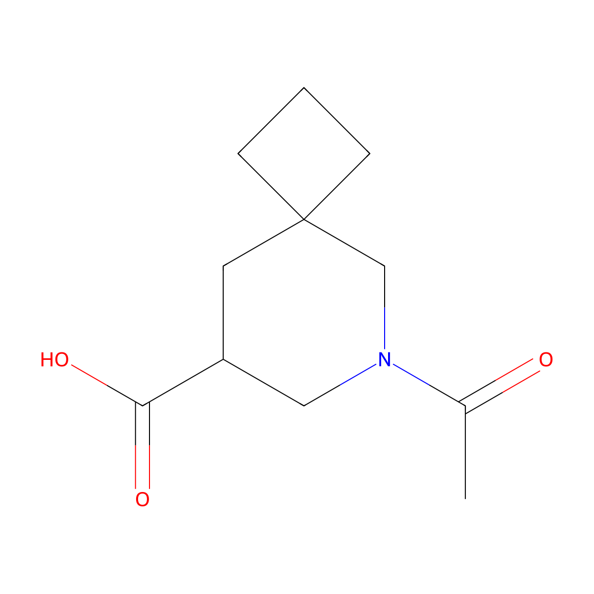 6-Acetyl-6-azaspiro[3.5]nonane-8-carboxylic acid molecular structure, CAS 2680813-64-1