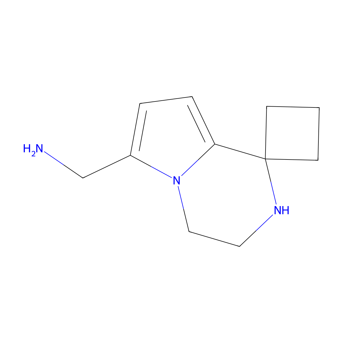 1-{3',4'-dihydro-2'H-spiro[cyclobutane-1,1'-pyrrolo[1,2-a]pyrazin]-6'-yl}methanamine molecular structure, CAS 2680813-72-1