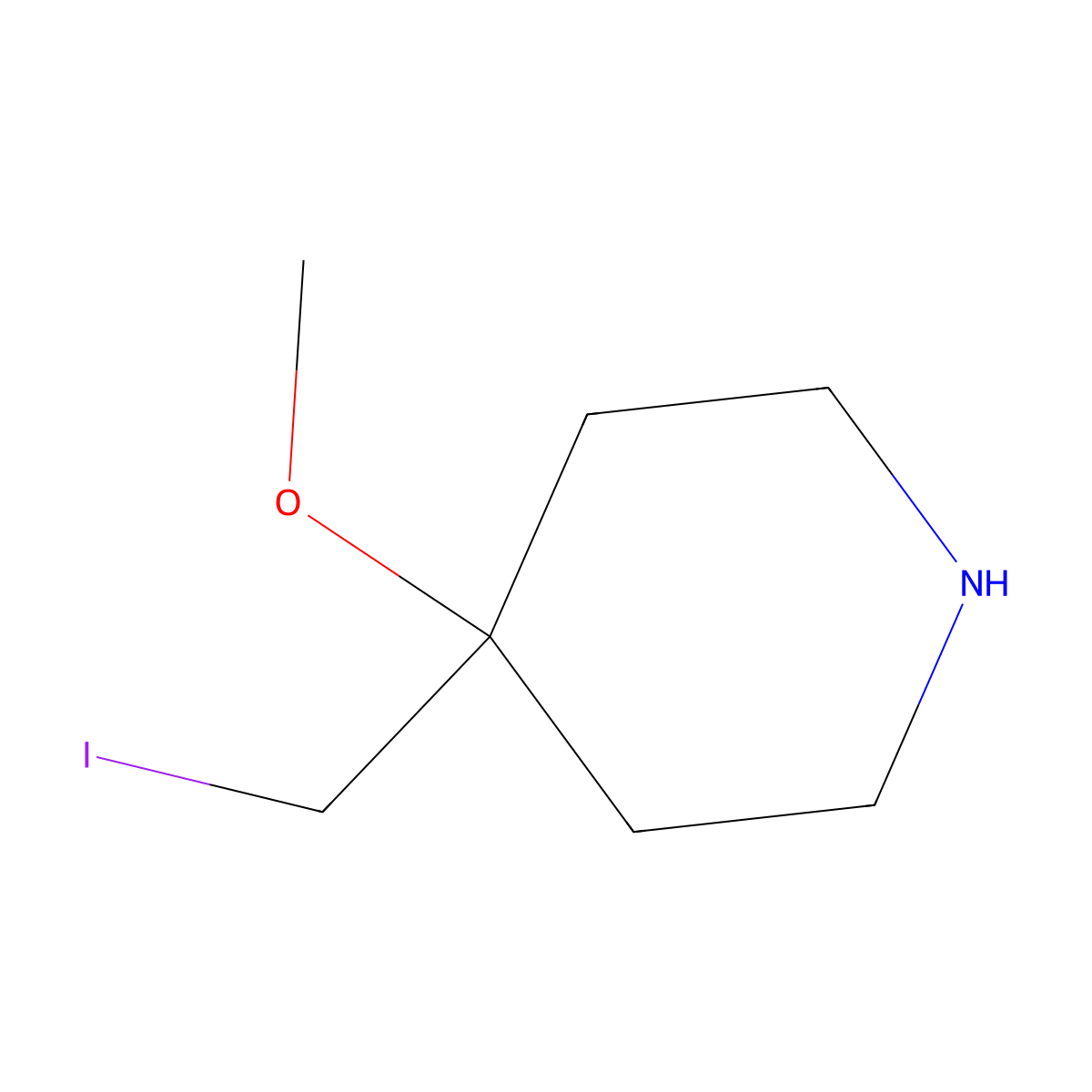 4-(Iodomethyl)-4-methoxypiperidine molecular structure, CAS 2680813-77-6