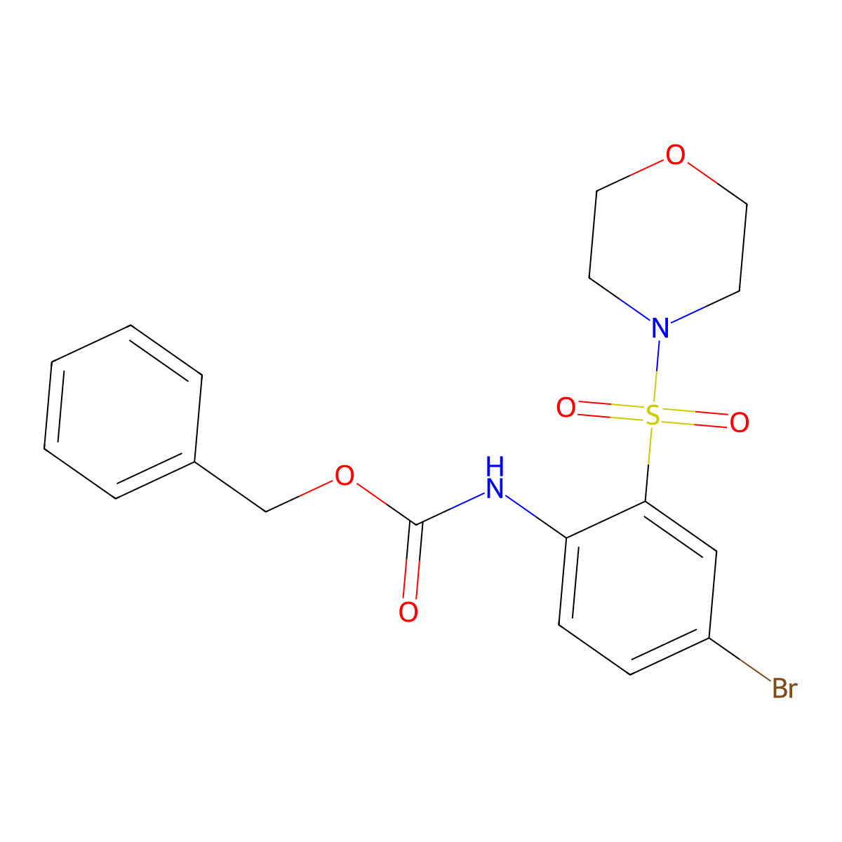 benzyl N-[4-bromo-2-(morpholine-4-sulfonyl)phenyl]carbamate molecular structure, CAS 2680813-78-7