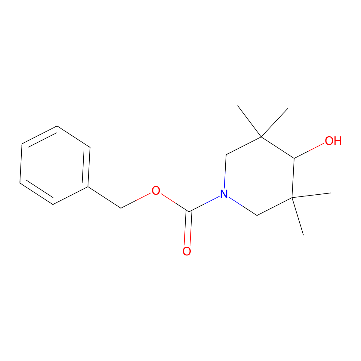 Benzyl 4-hydroxy-3,3,5,5-tetramethylpiperidine-1-carboxylate molecular structure, CAS 2680813-83-4