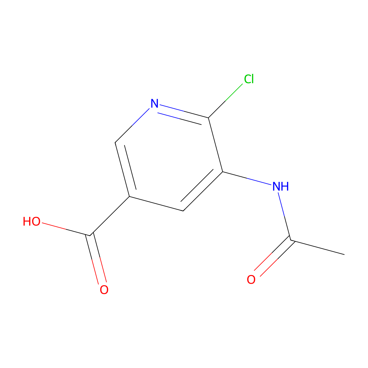 6-Chloro-5-acetamidopyridine-3-carboxylic acid molecular structure, CAS 2680813-85-6