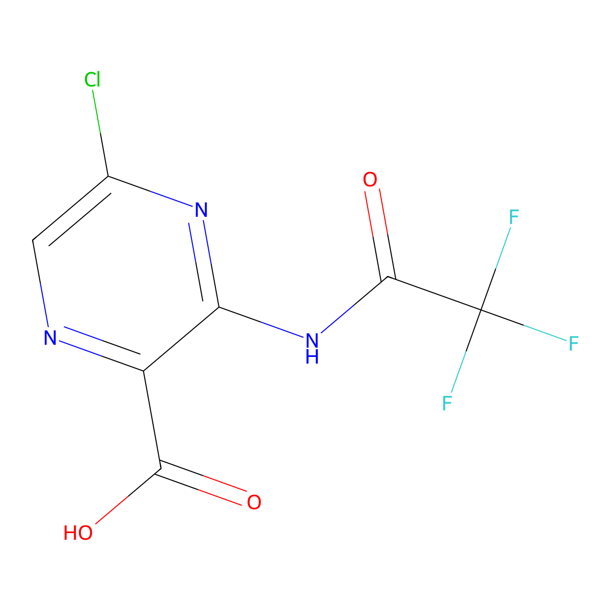 5-Chloro-3-(2,2,2-trifluoroacetamido)pyrazine-2-carboxylic acid molecular structure, CAS 2680813-94-7