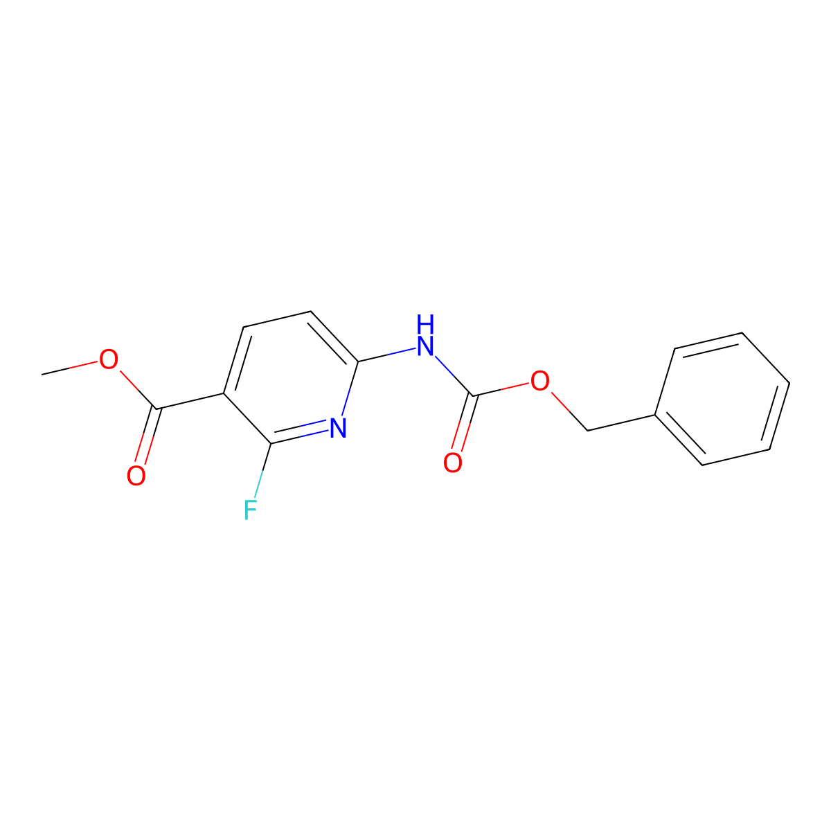 Methyl 6-{[(benzyloxy)carbonyl]amino}-2-fluoropyridine-3-carboxylate molecular structure, CAS 2680813-97-0