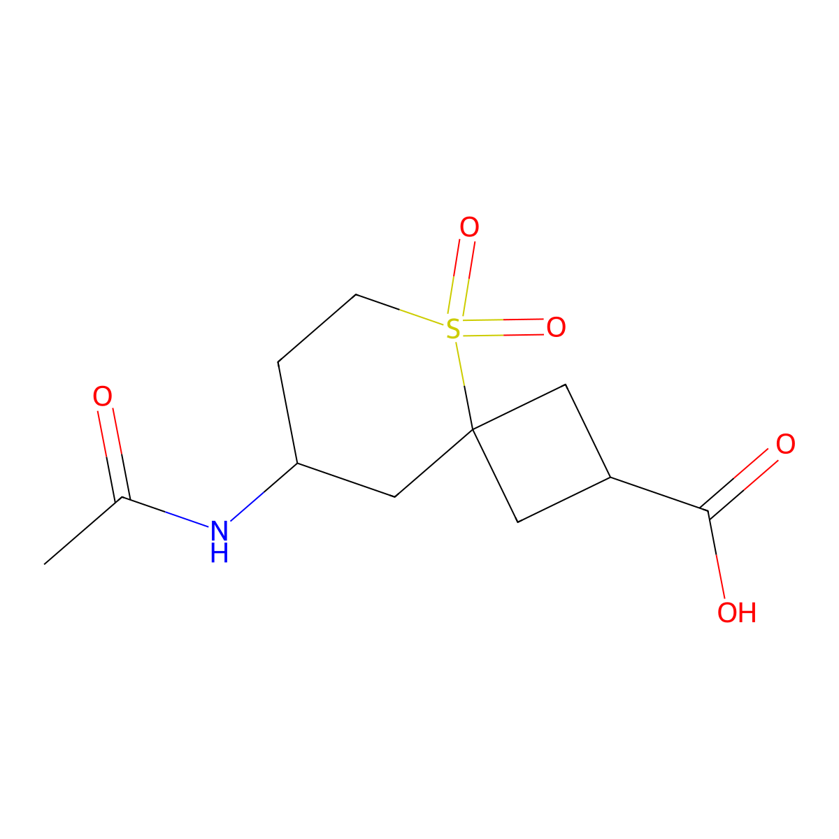 8-Acetamido-5,5-dioxo-5lambda6-thiaspiro[3.5]nonane-2-carboxylic acid molecular structure, CAS 2680813-98-1