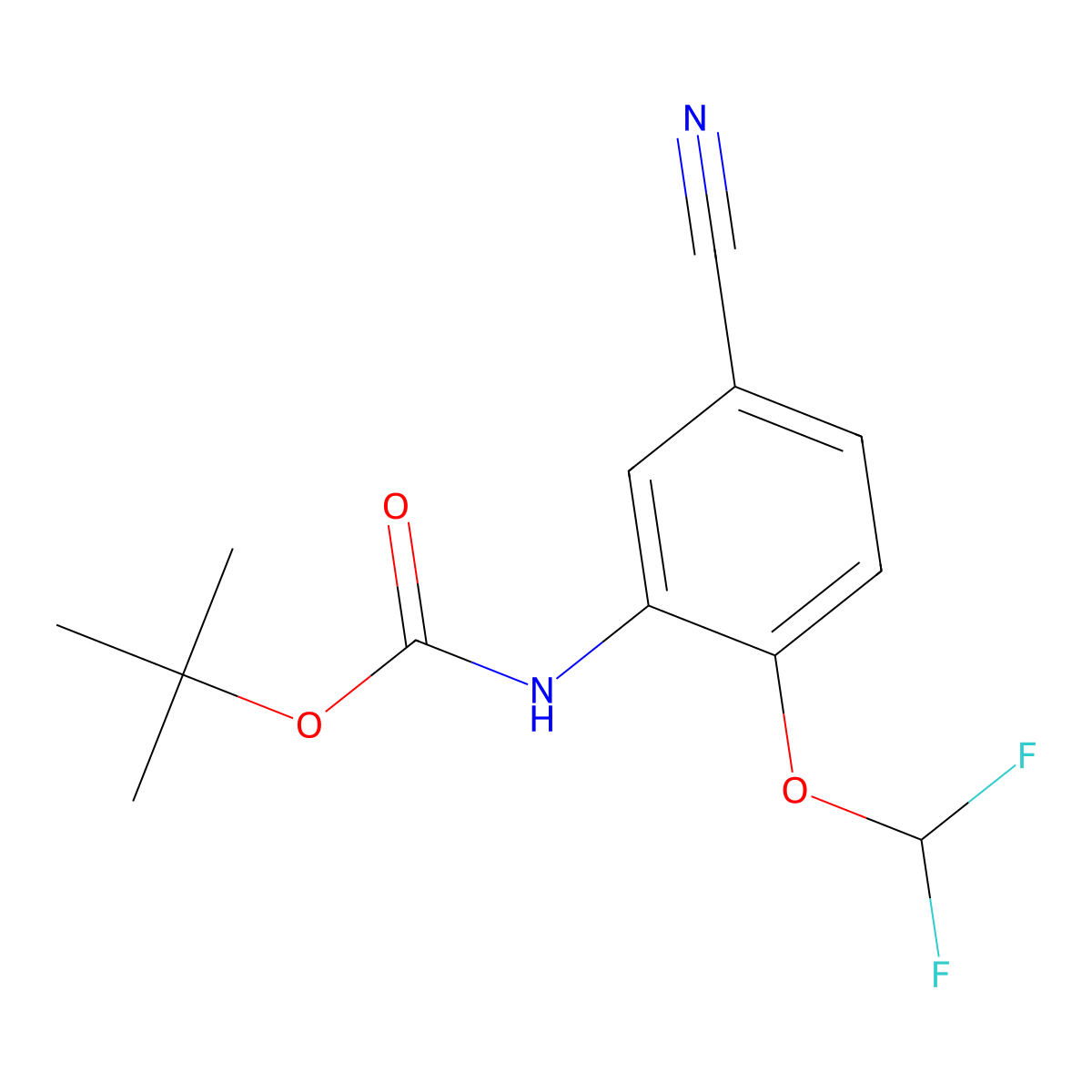 tert-butyl N-[5-cyano-2-(difluoromethoxy)phenyl]carbamate molecular structure, CAS 2680814-00-8