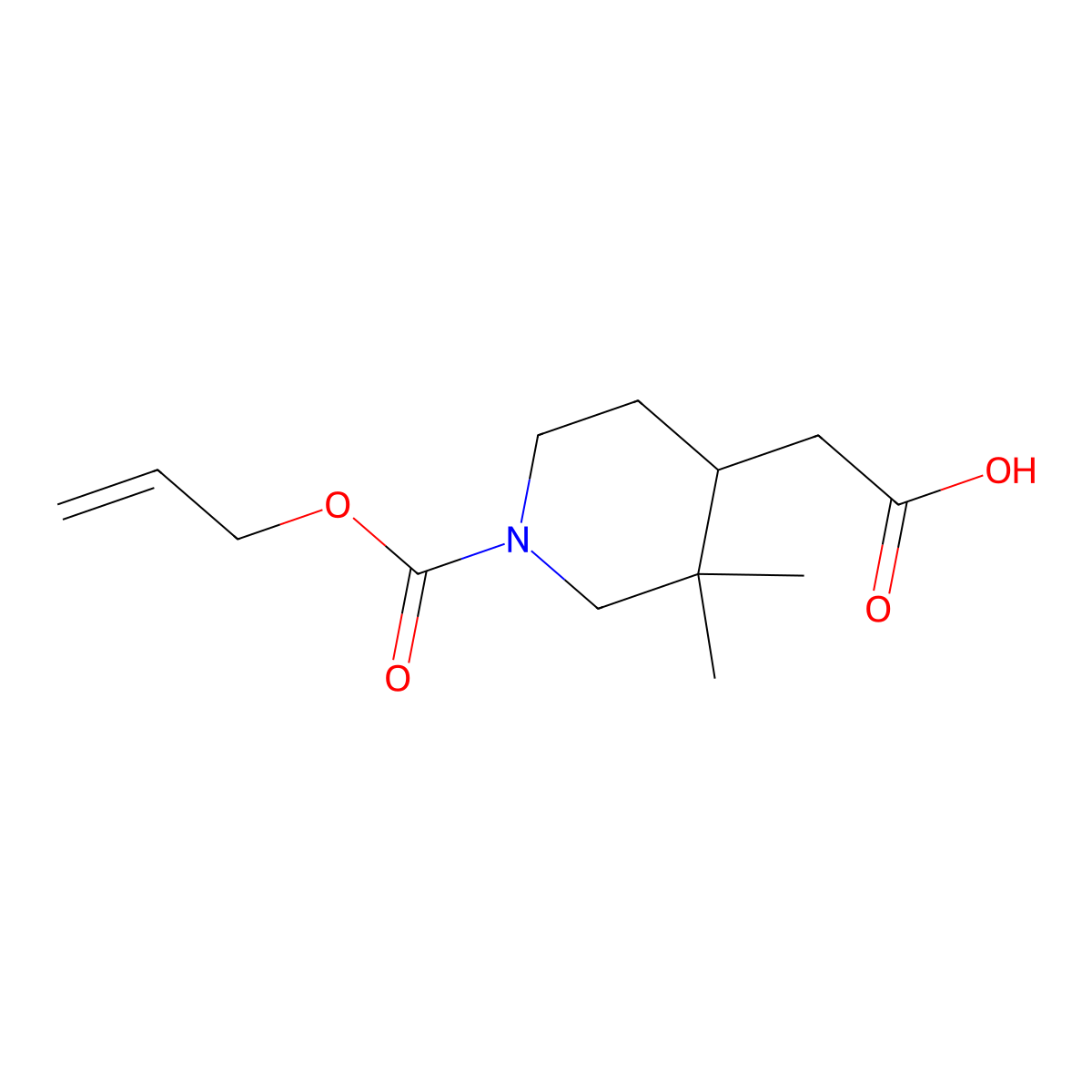 2-{3,3-Dimethyl-1-[(prop-2-en-1-yloxy)carbonyl]piperidin-4-yl}acetic acid molecular structure, CAS 2680814-04-2