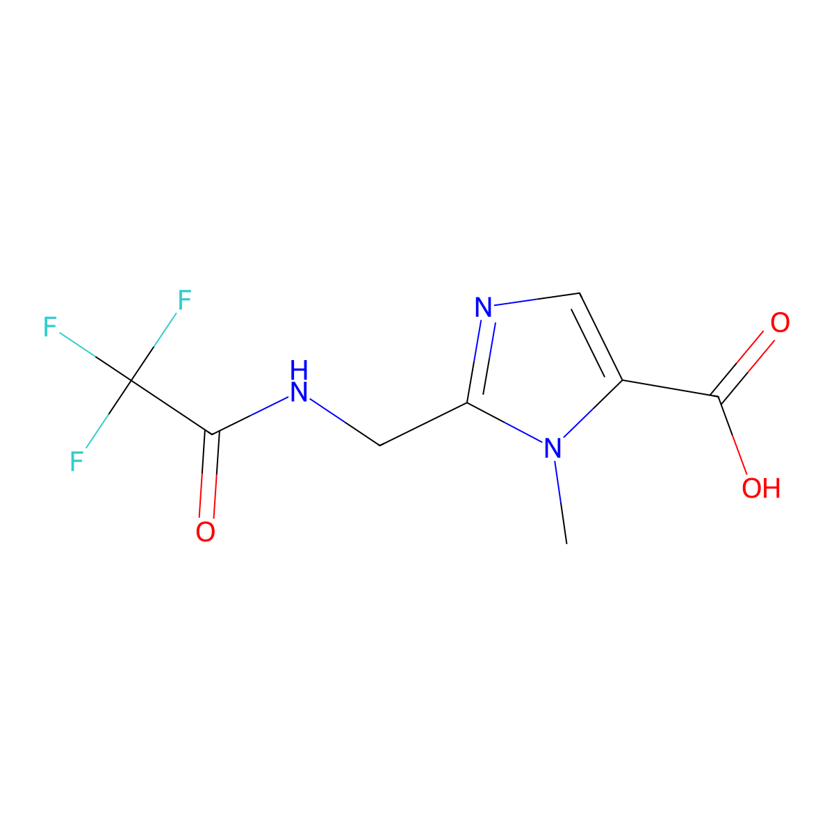 1-methyl-2-[(trifluoroacetamido)methyl]-1H-imidazole-5-carboxylic acid molecular structure, CAS 2680814-10-0
