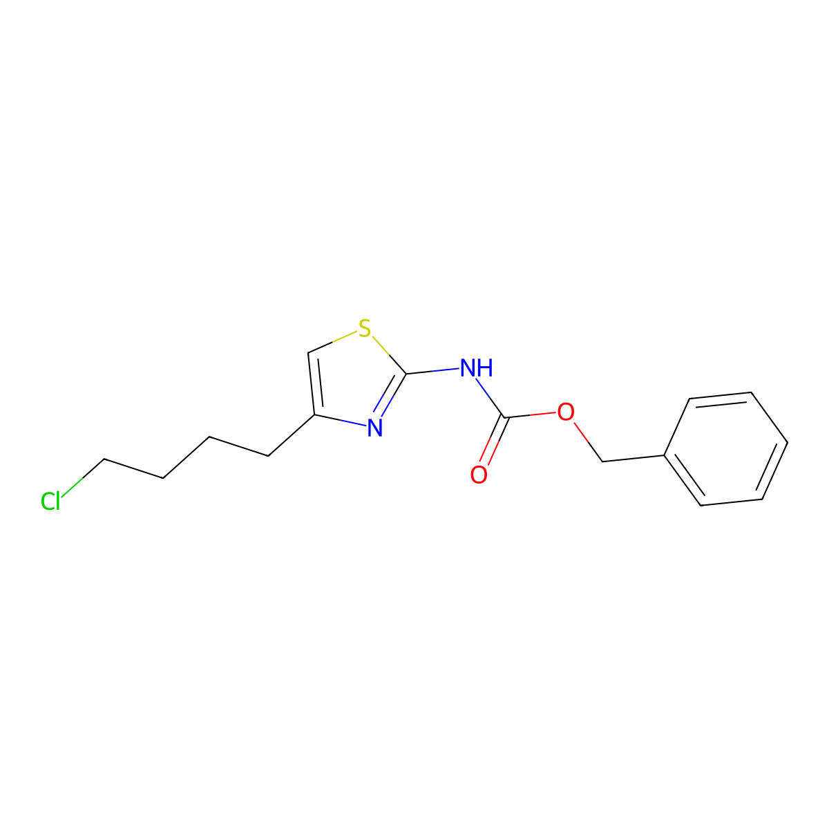 benzyl N-[4-(4-chlorobutyl)-1,3-thiazol-2-yl]carbamate molecular structure, CAS 2680814-15-5