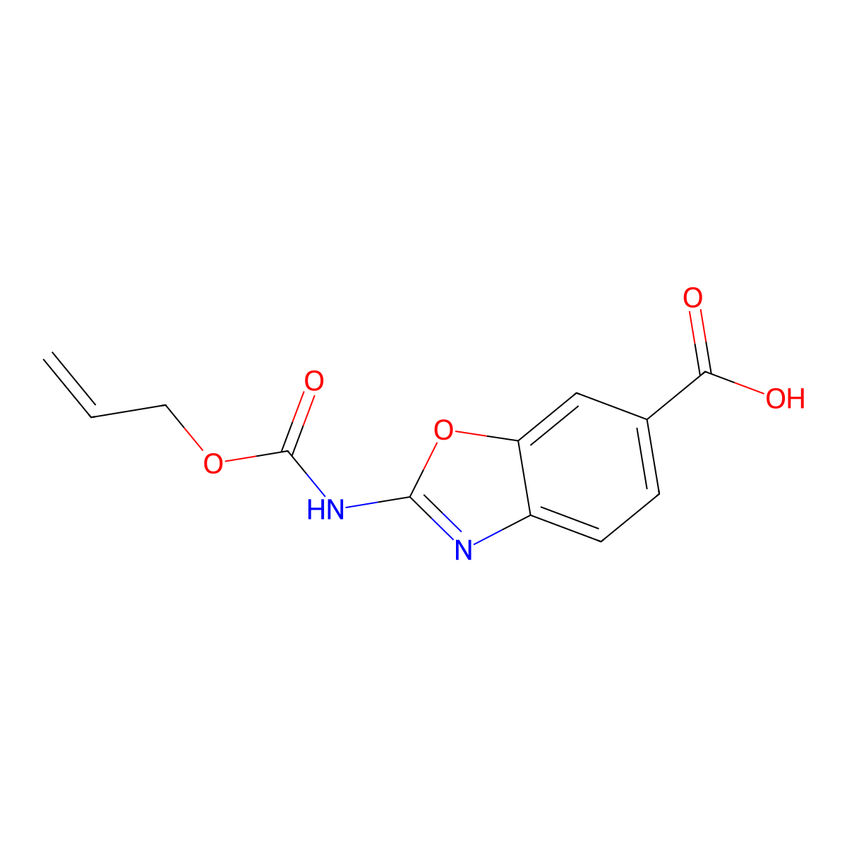 2-{[(Prop-2-en-1-yloxy)carbonyl]amino}-1,3-benzoxazole-6-carboxylic acid molecular structure, CAS 2680814-20-2