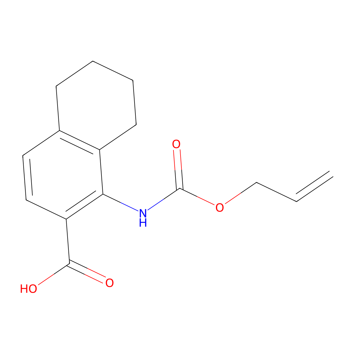 1-{[(Prop-2-en-1-yloxy)carbonyl]amino}-5,6,7,8-tetrahydronaphthalene-2-carboxylic acid molecular structure, CAS 2680814-21-3