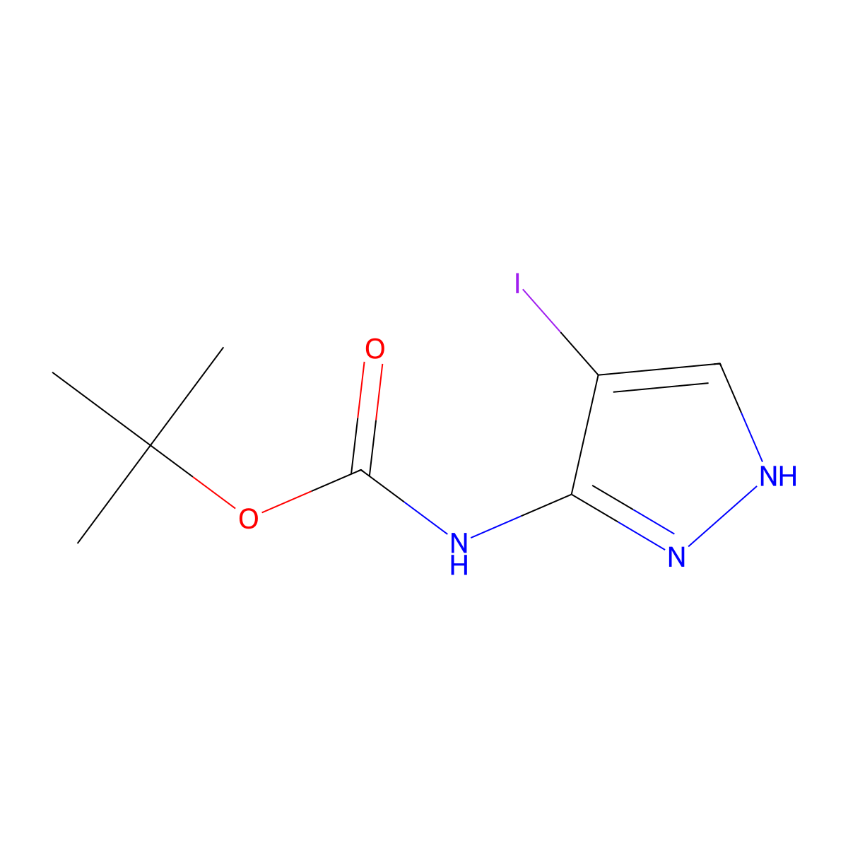 tert-butyl N-(4-iodo-1H-pyrazol-3-yl)carbamate molecular structure, CAS 2680814-28-0
