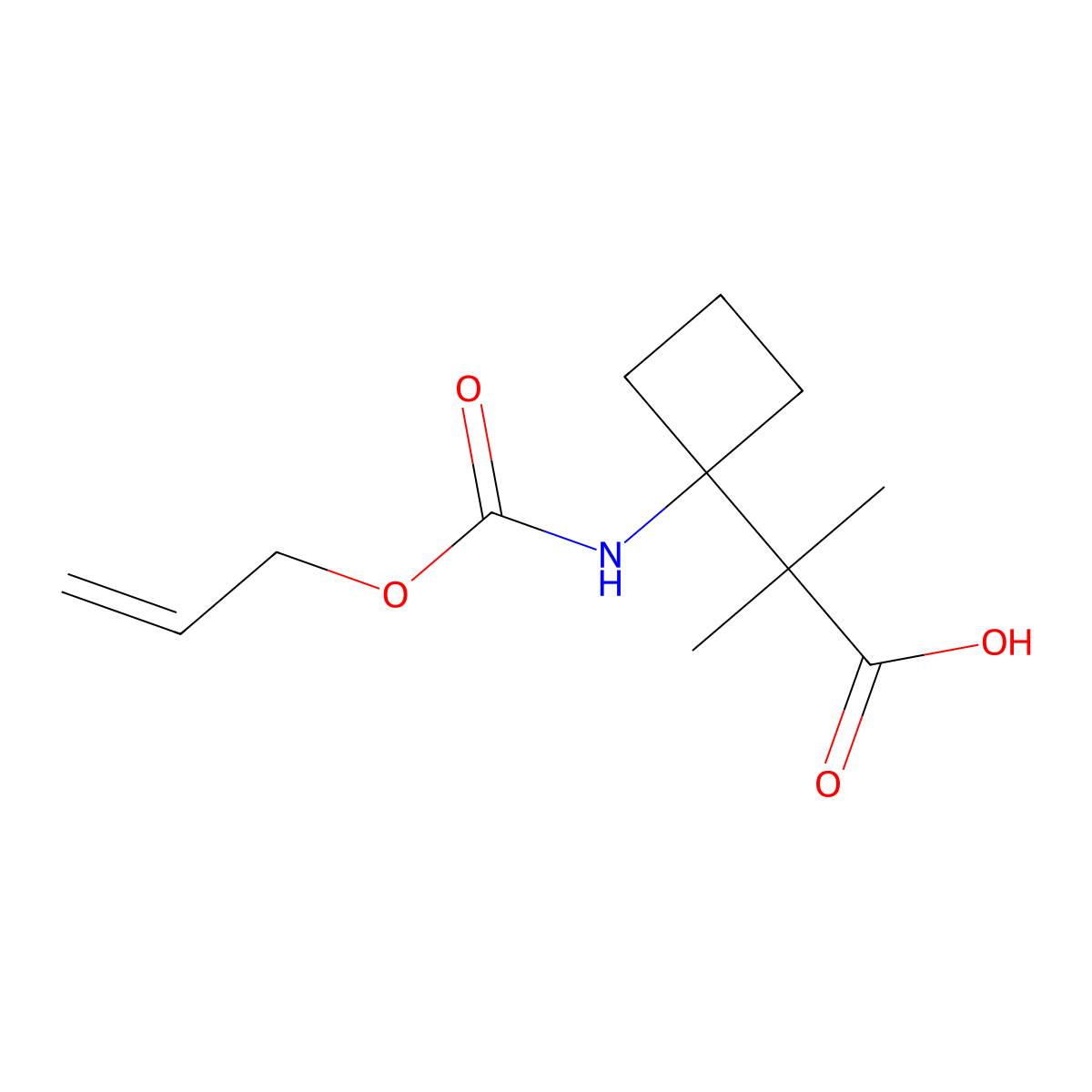 2-Methyl-2-(1-{[(prop-2-en-1-yloxy)carbonyl]amino}cyclobutyl)propanoic acid molecular structure, CAS 2680814-44-0