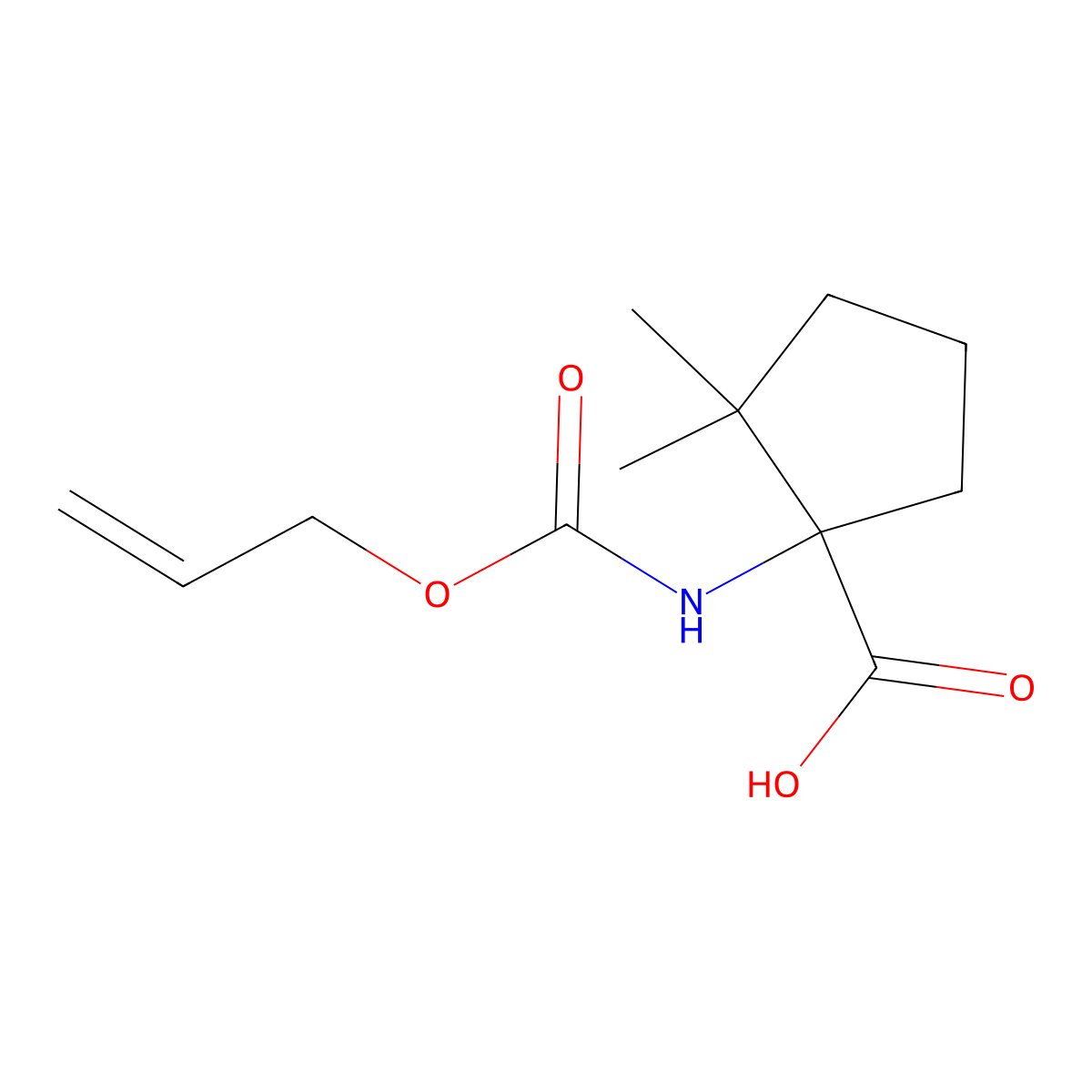 2,2-Dimethyl-1-{[(prop-2-en-1-yloxy)carbonyl]amino}cyclopentane-1-carboxylic acid molecular structure, CAS 2680814-50-8