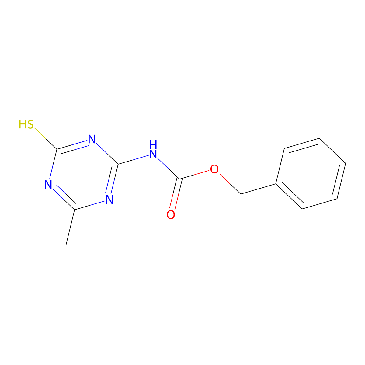 benzyl N-(4-methyl-6-sulfanyl-1,3,5-triazin-2-yl)carbamate molecular structure, CAS 2680814-52-0