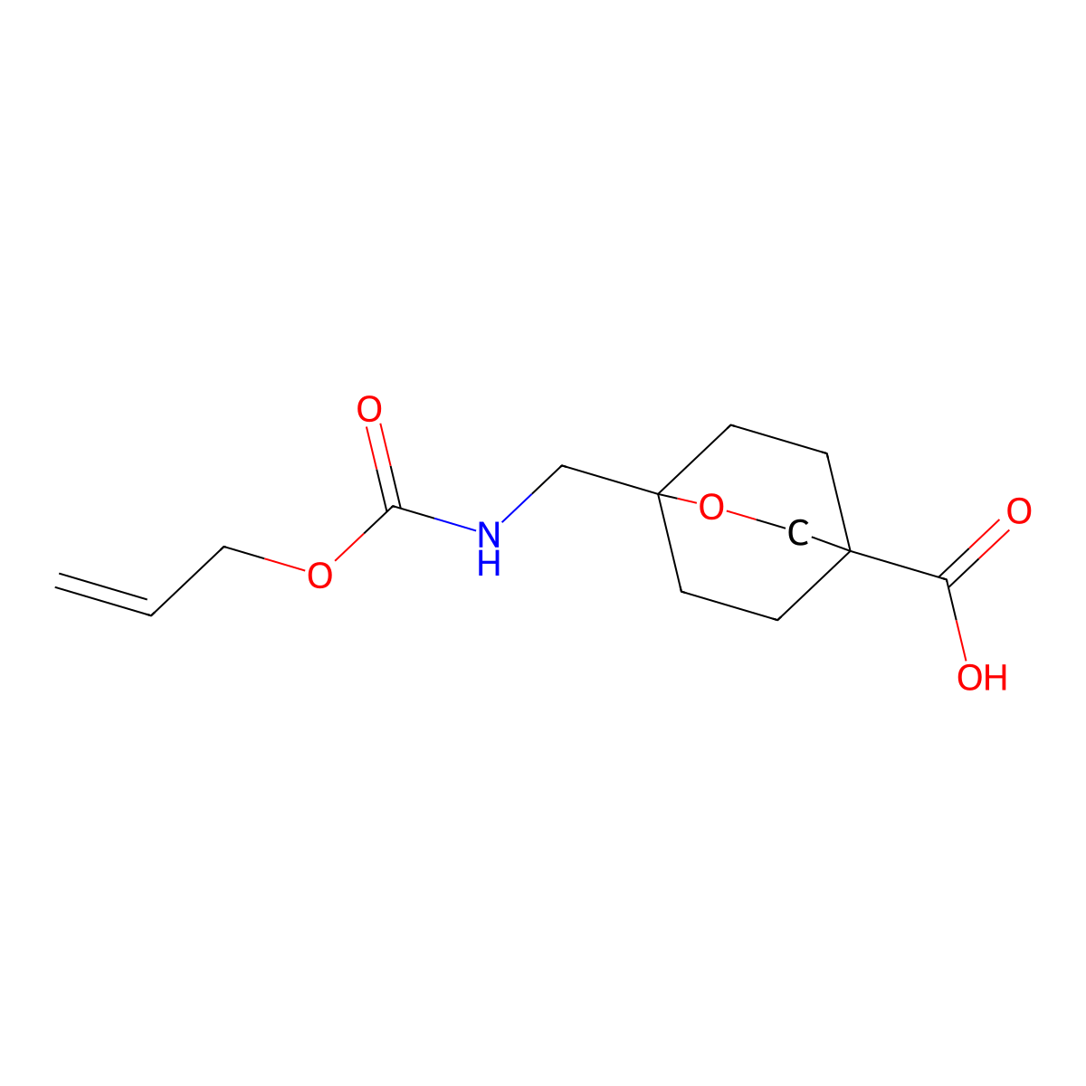 1-({[(Prop-2-en-1-yloxy)carbonyl]amino}methyl)-2-oxabicyclo[2.2.2]octane-4-carboxylic acid molecular structure, CAS 2680814-58-6