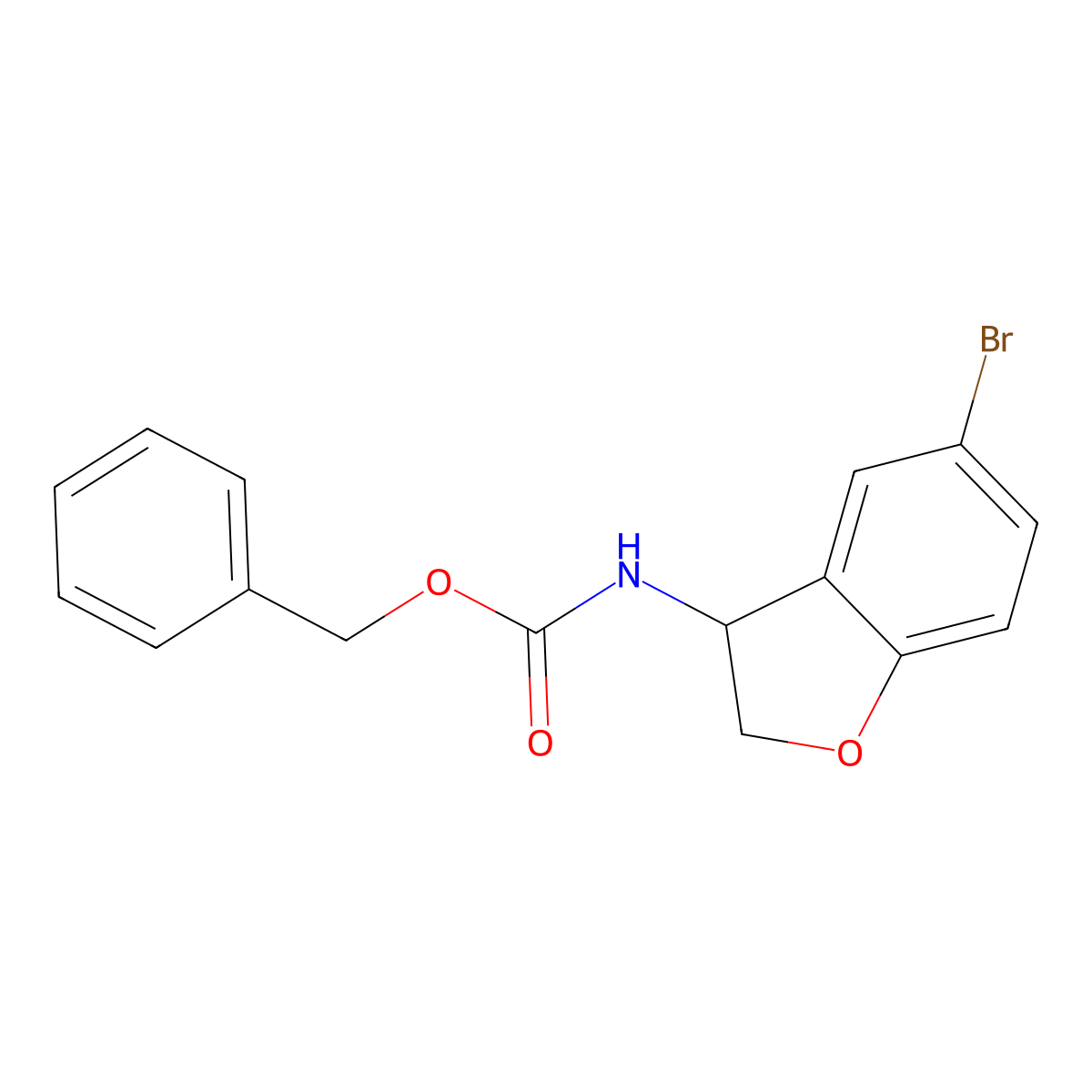 benzyl N-(5-bromo-2,3-dihydro-1-benzofuran-3-yl)carbamate molecular structure, CAS 2680814-62-2