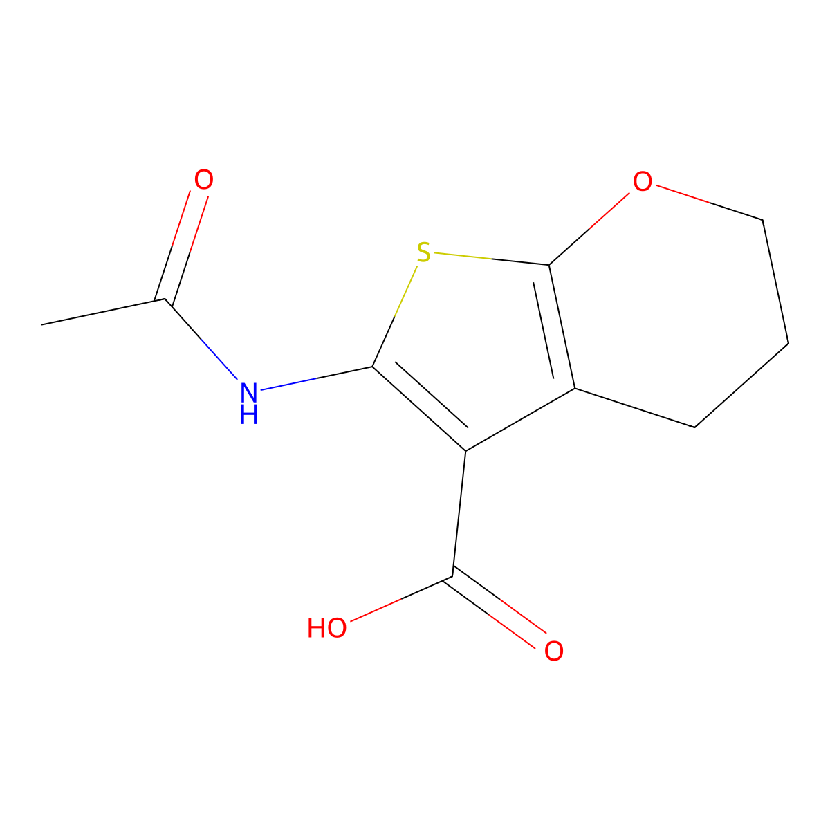 6-acetamido-2H,3H,4H-thieno[2,3-b]pyran-5-carboxylic acid molecular structure, CAS 2680814-63-3