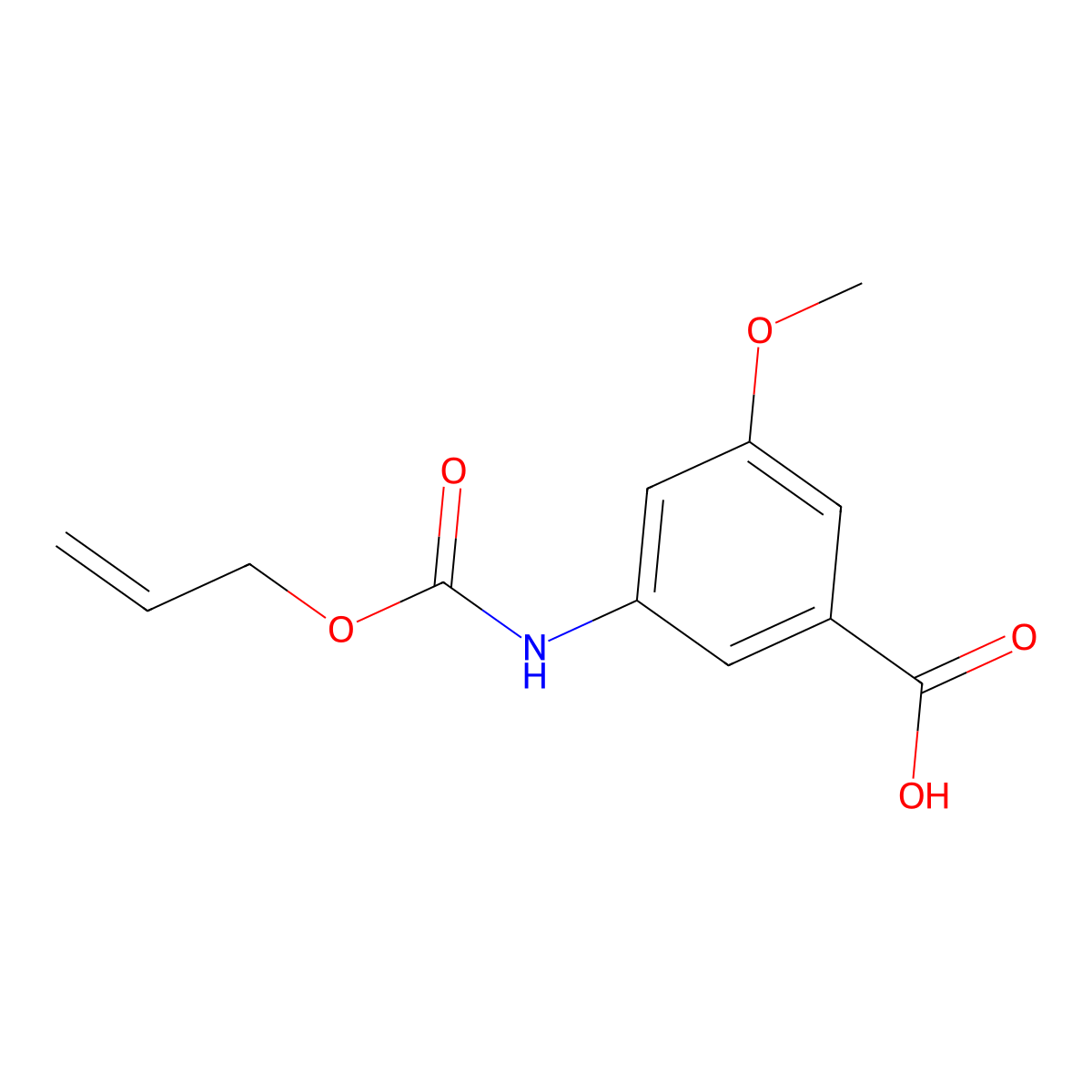 3-Methoxy-5-{[(prop-2-en-1-yloxy)carbonyl]amino}benzoic acid molecular structure, CAS 2680814-70-2
