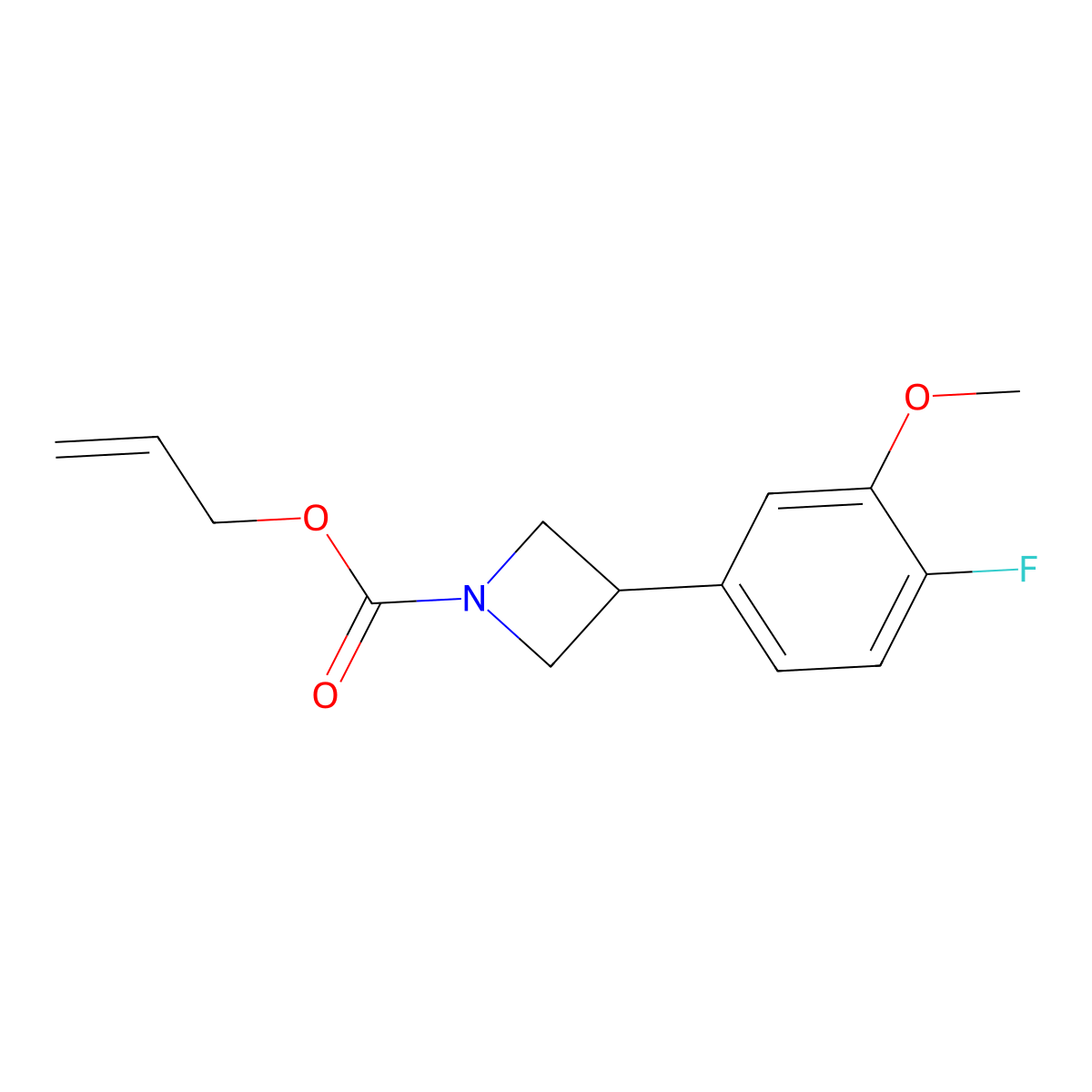 Prop-2-en-1-yl 3-(4-fluoro-3-methoxyphenyl)azetidine-1-carboxylate molecular structure, CAS 2680814-74-6