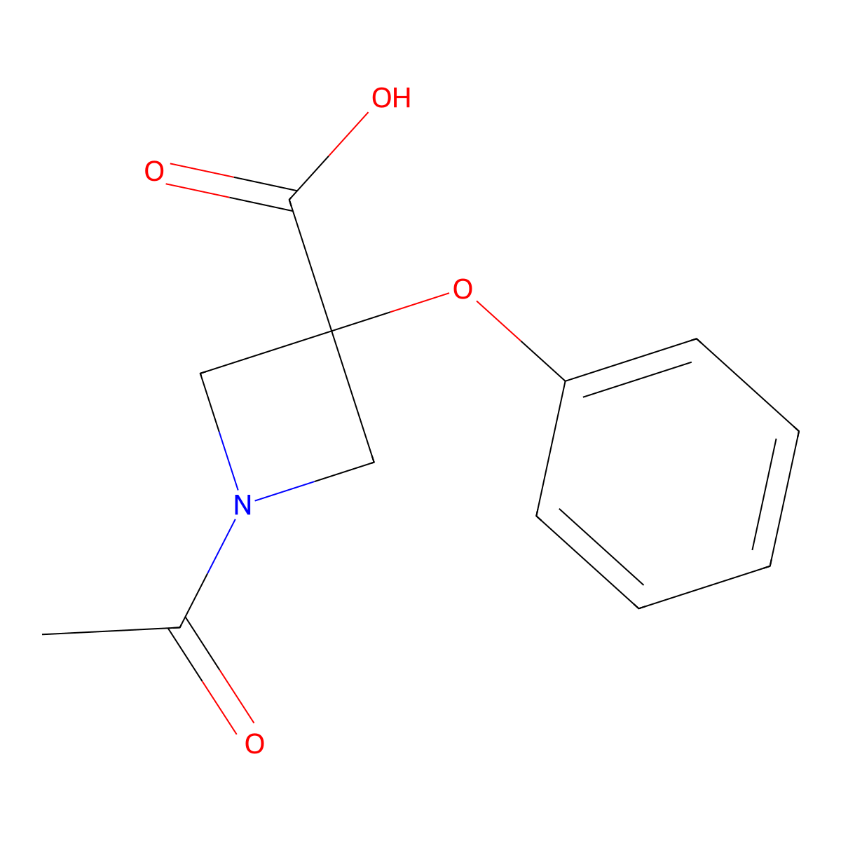 1-Acetyl-3-phenoxyazetidine-3-carboxylic acid molecular structure, CAS 2680814-75-7