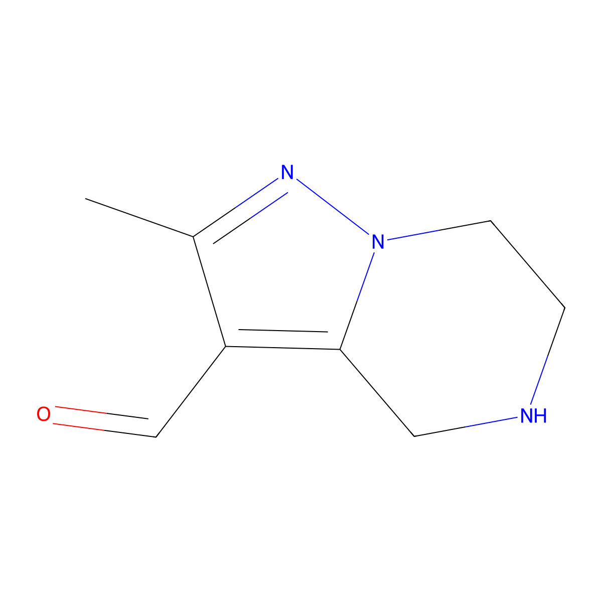 2-methyl-4H,5H,6H,7H-pyrazolo[1,5-a]pyrazine-3-carbaldehyde molecular structure, CAS 2680814-80-4