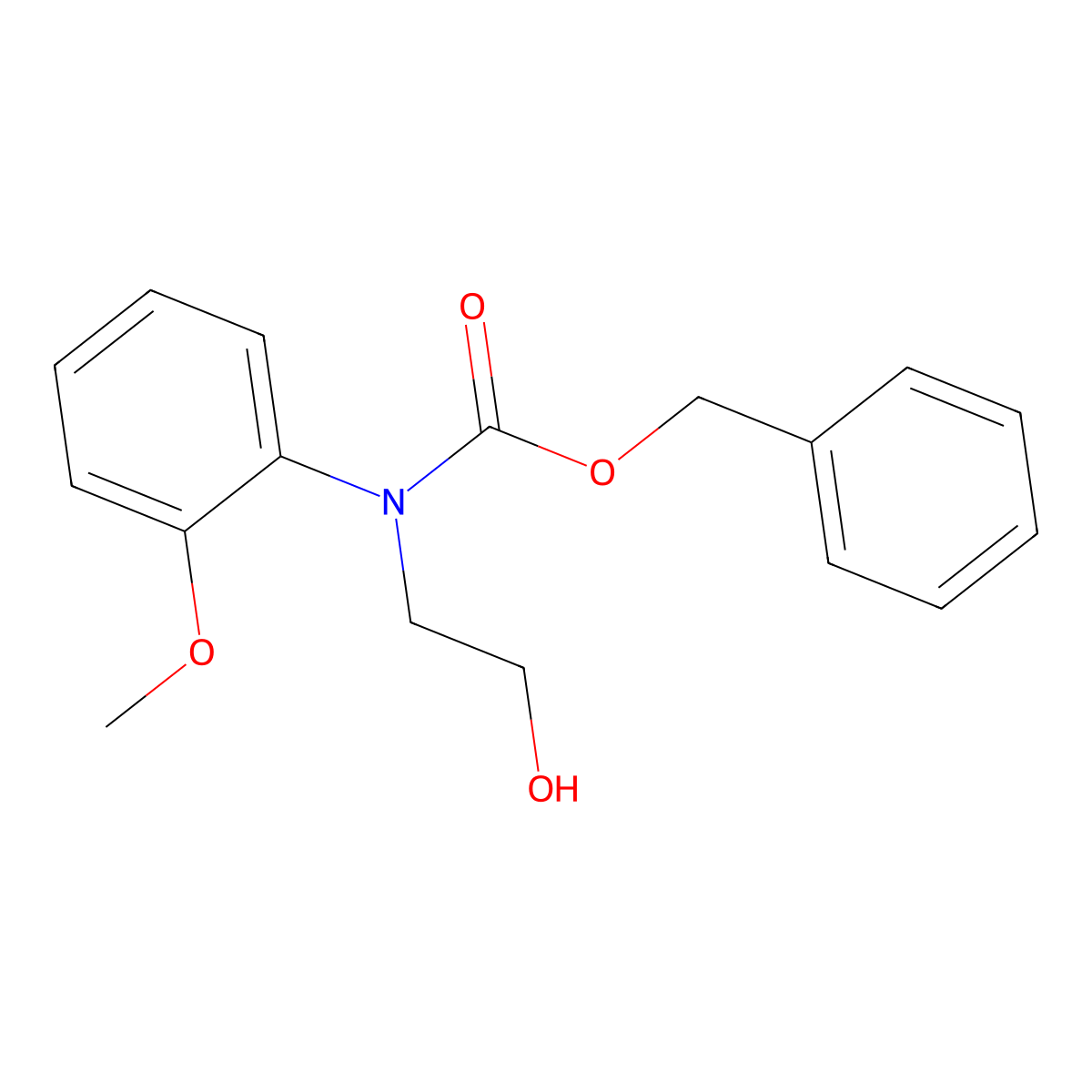 benzyl N-(2-hydroxyethyl)-N-(2-methoxyphenyl)carbamate molecular structure, CAS 2680814-93-9
