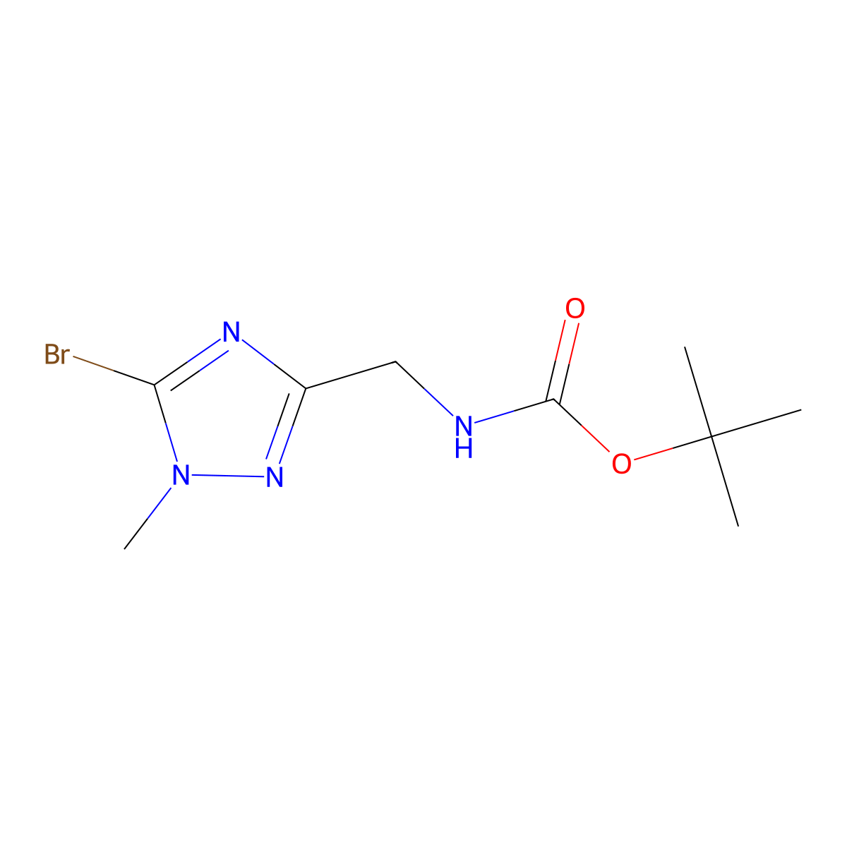 tert-butyl N-[(5-bromo-1-methyl-1H-1,2,4-triazol-3-yl)methyl]carbamate molecular structure, CAS 2680814-94-0