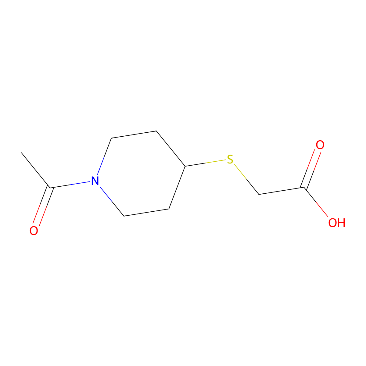 2-[(1-Acetylpiperidin-4-yl)sulfanyl]acetic acid molecular structure, CAS 2680814-95-1