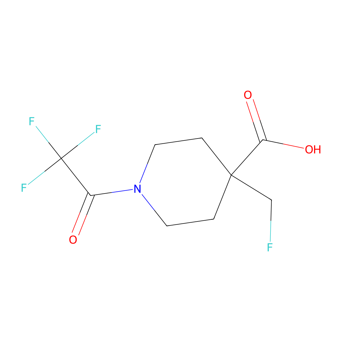 4-(Fluoromethyl)-1-(2,2,2-trifluoroacetyl)piperidine-4-carboxylic acid molecular structure, CAS 2680814-98-4
