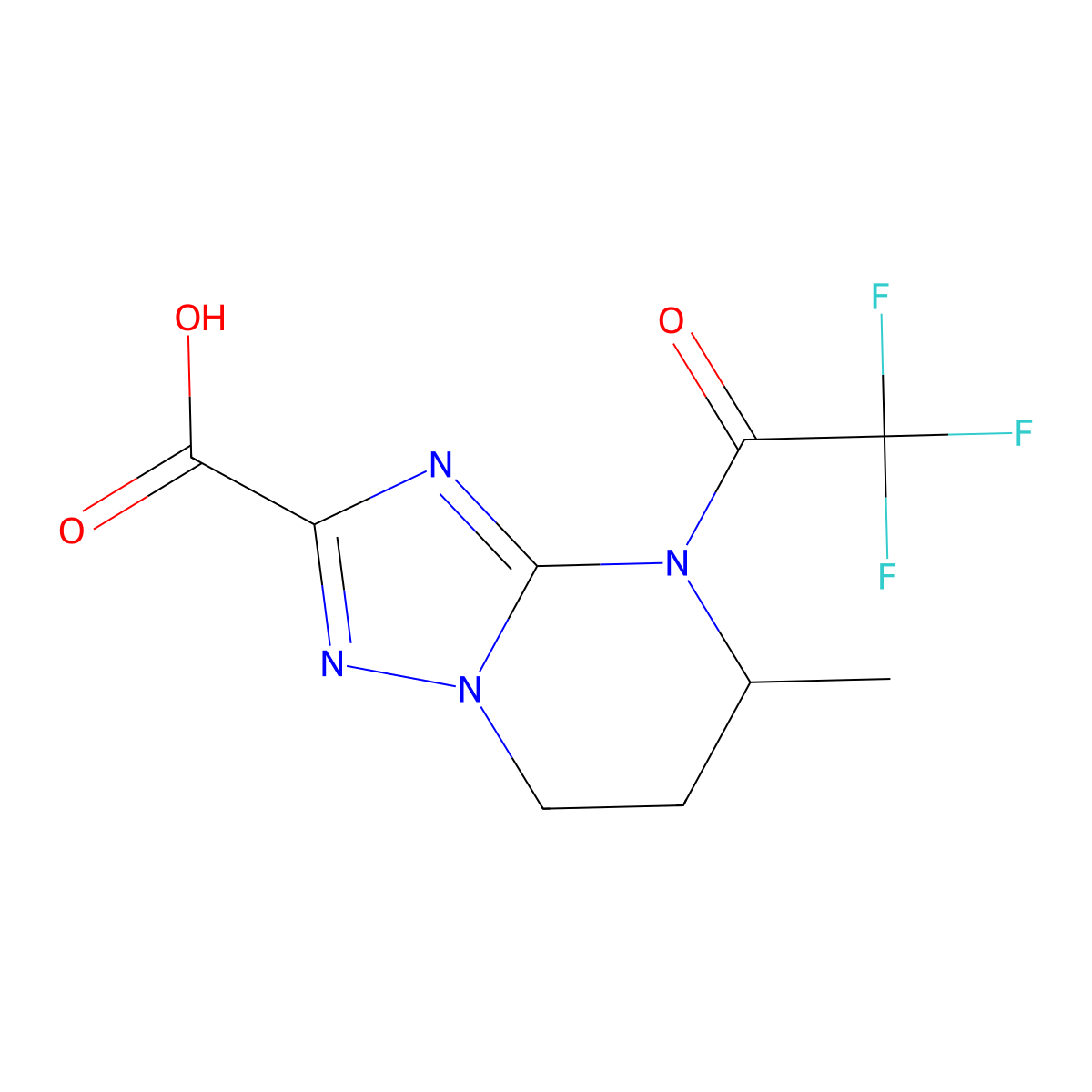 5-methyl-4-(2,2,2-trifluoroacetyl)-4H,5H,6H,7H-[1,2,4]triazolo[1,5-a]pyrimidine-2-carboxylic acid molecular structure, CAS 2680814-99-5